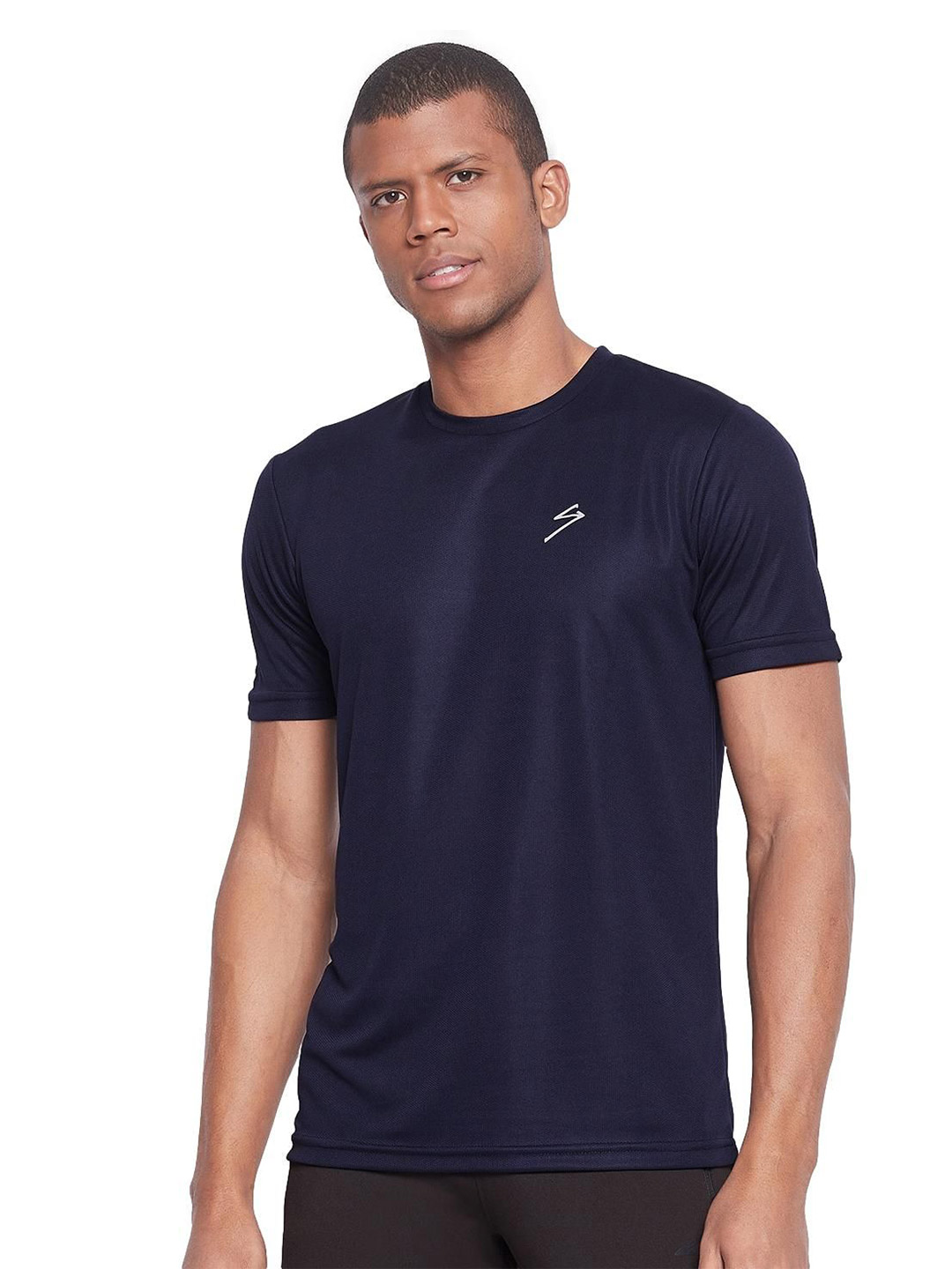 Men Navy Blue Solid Short Sleeves Polo Collar T-Shirts