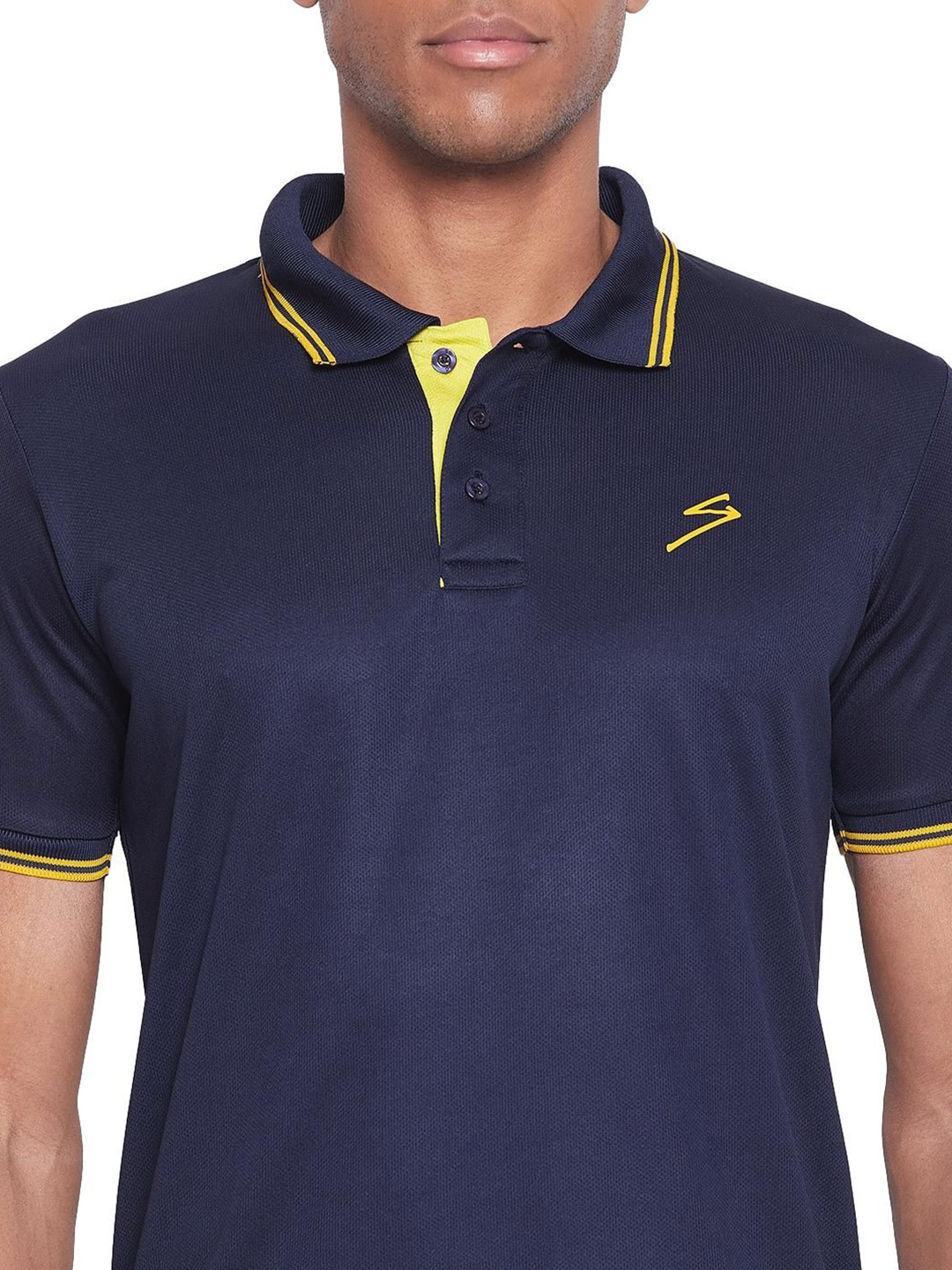 SG Men Navy Blue Solid Short Sleeves Polo Collar T-Shirts (5)