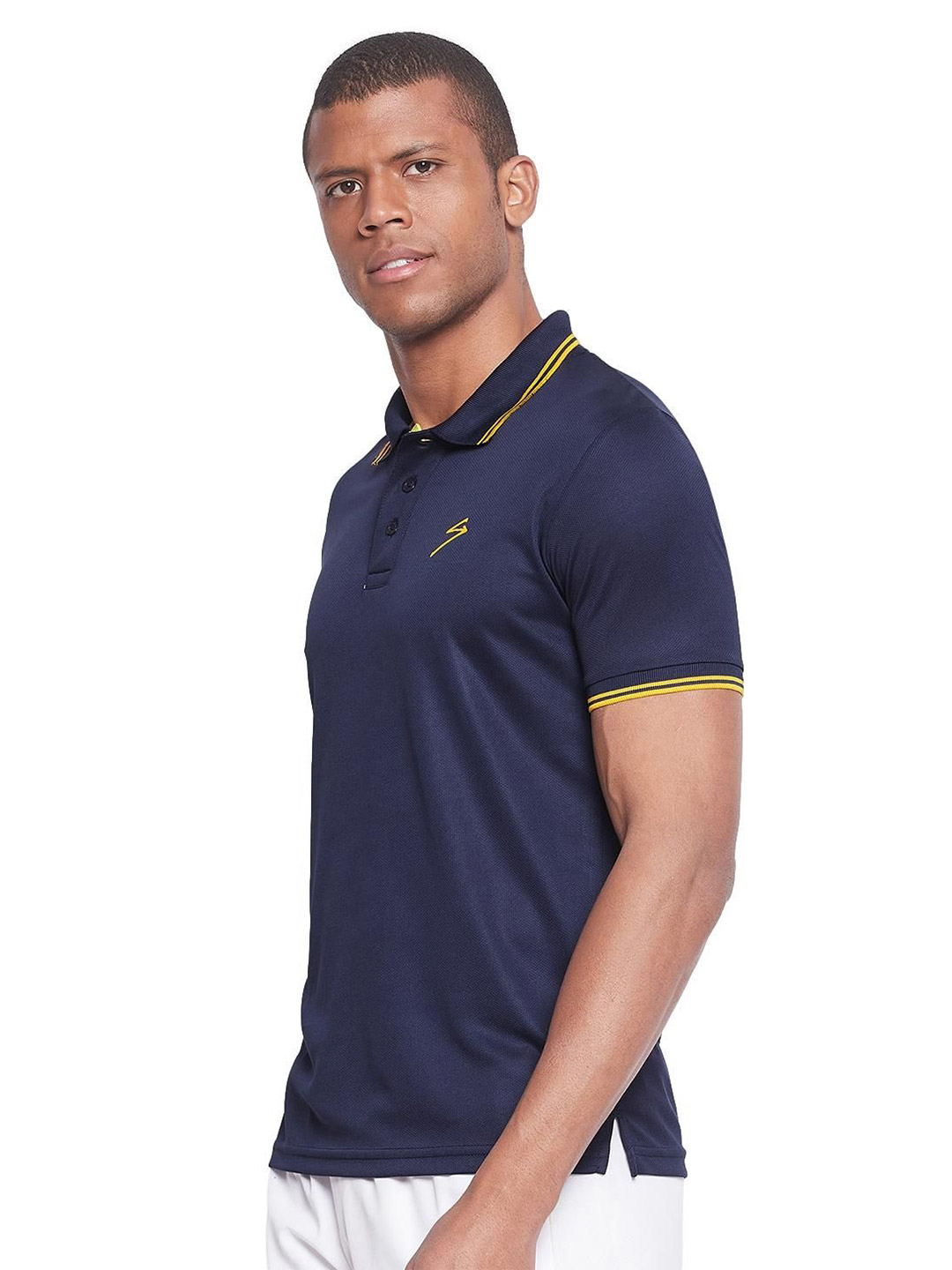SG Men Navy Blue Solid Short Sleeves Polo Collar T-Shirts (3)