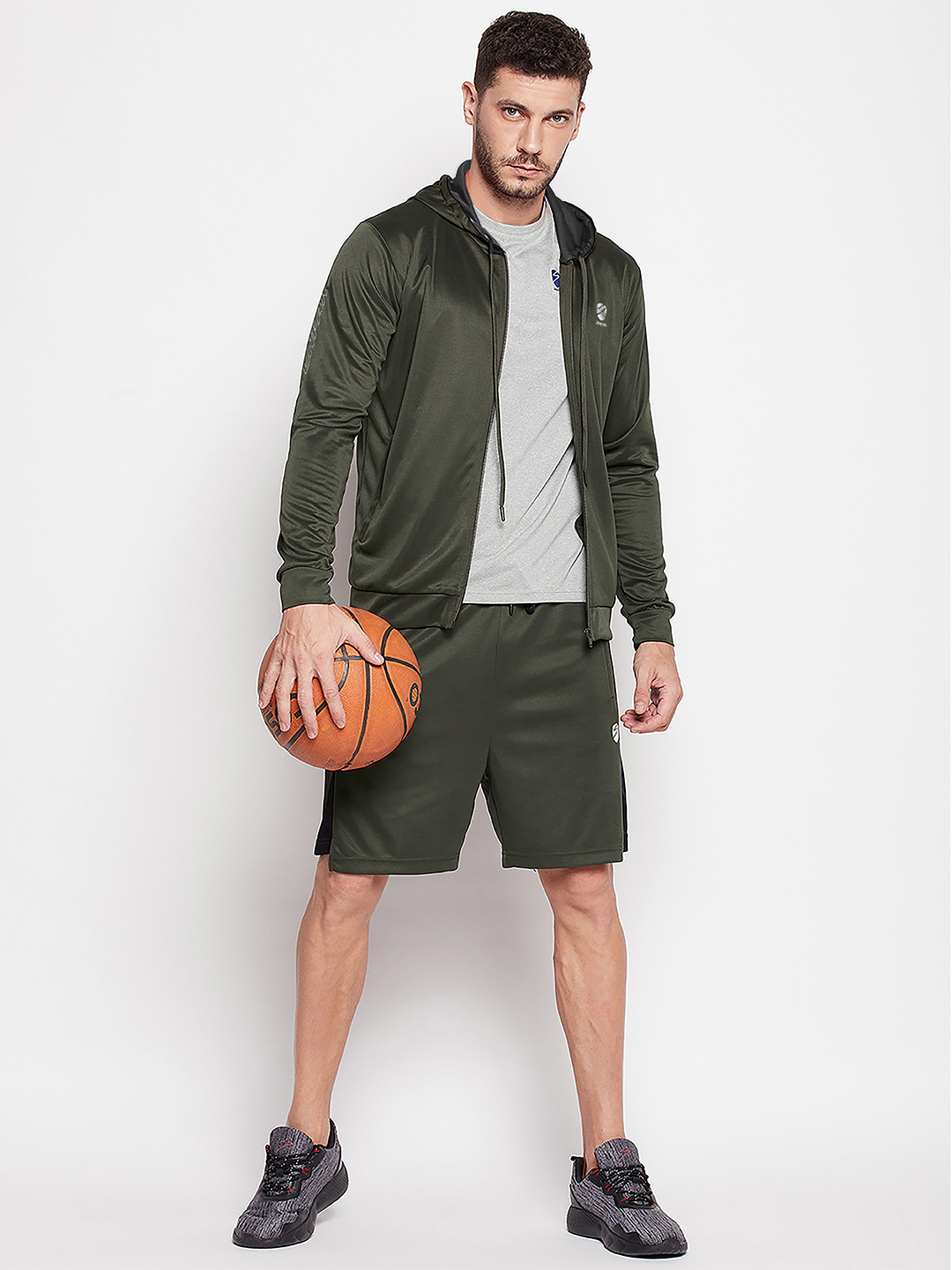 SG Men Olive Solid Long Sleeves Hooded Sweatshirts