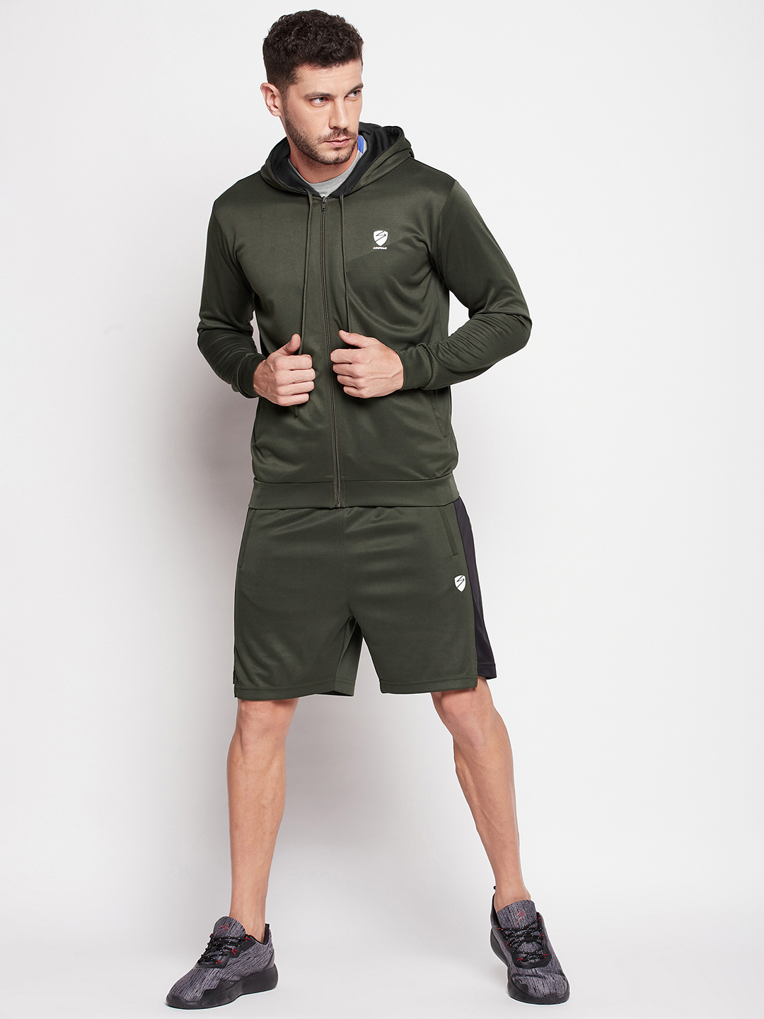SG Men Olive Solid Long Sleeves Hooded Sweatshirts (2)