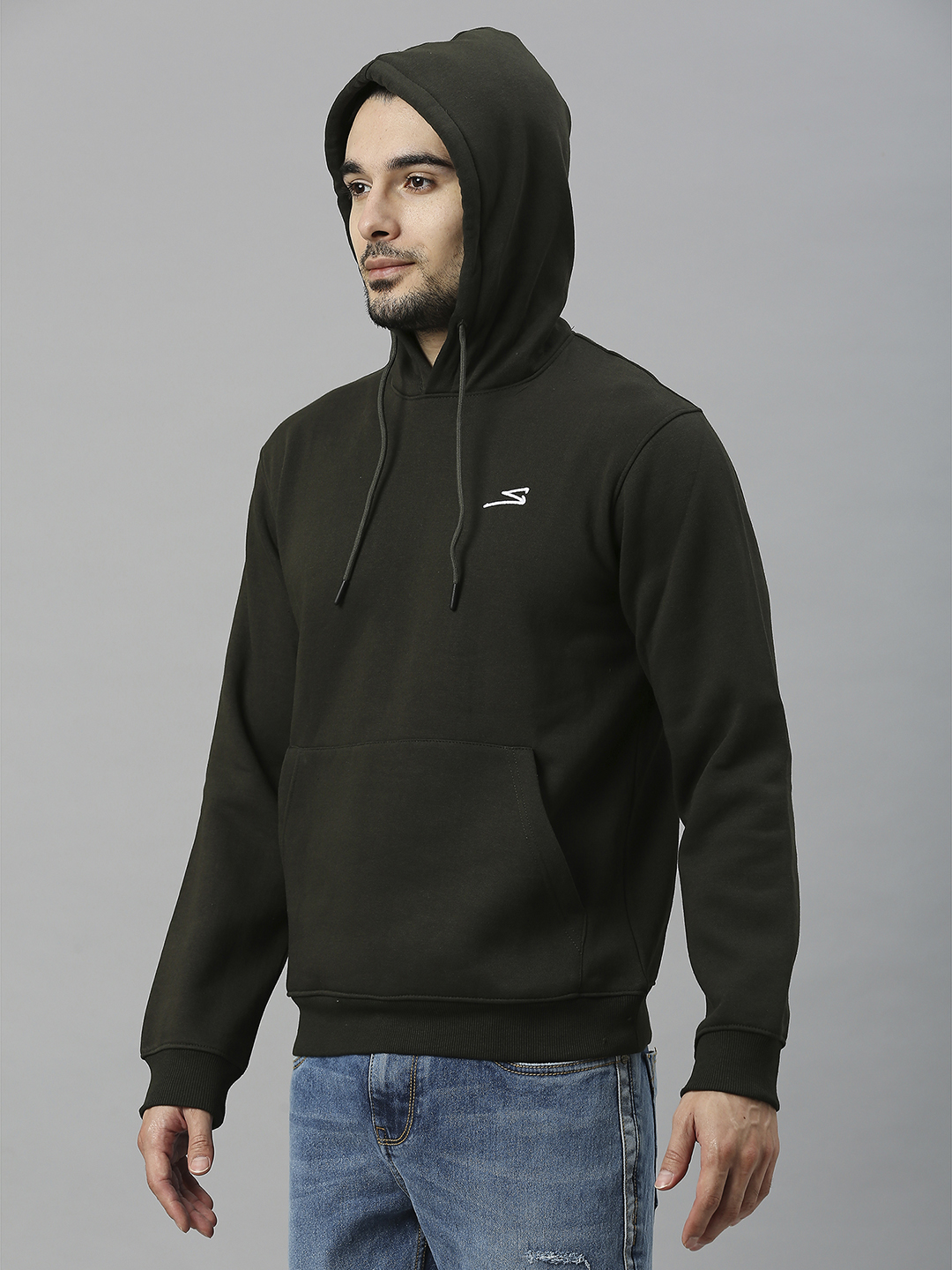 SG Men Olive Solid Long Sleeves Hooded Sweatshirts (3)