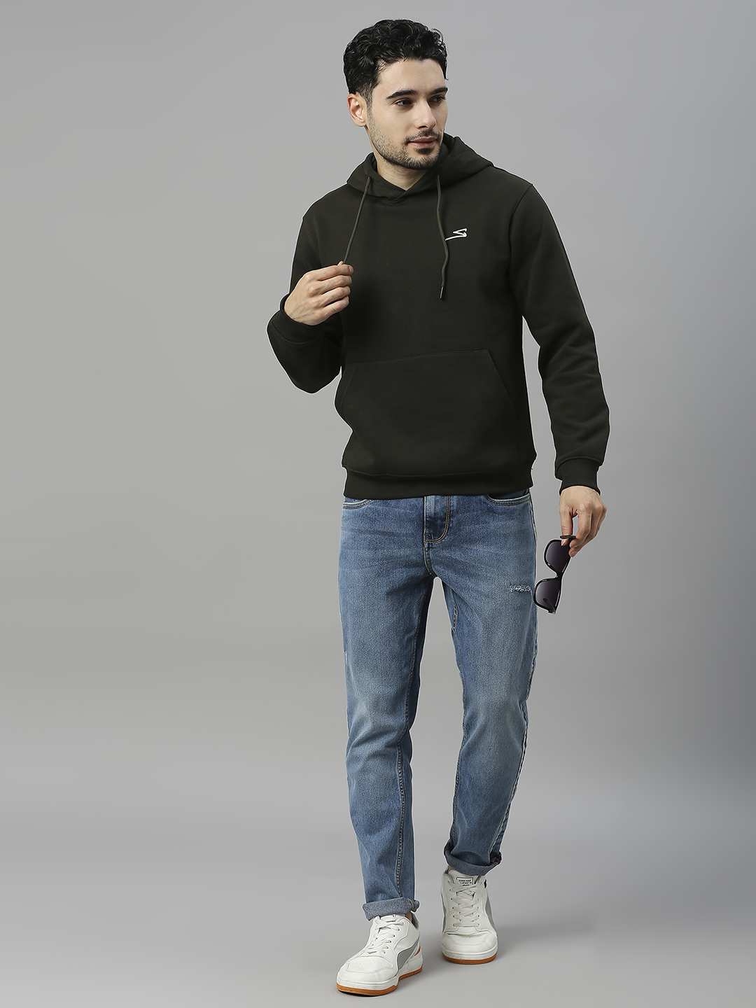 SG Men Olive Solid Long Sleeves Hooded Sweatshirts (4)