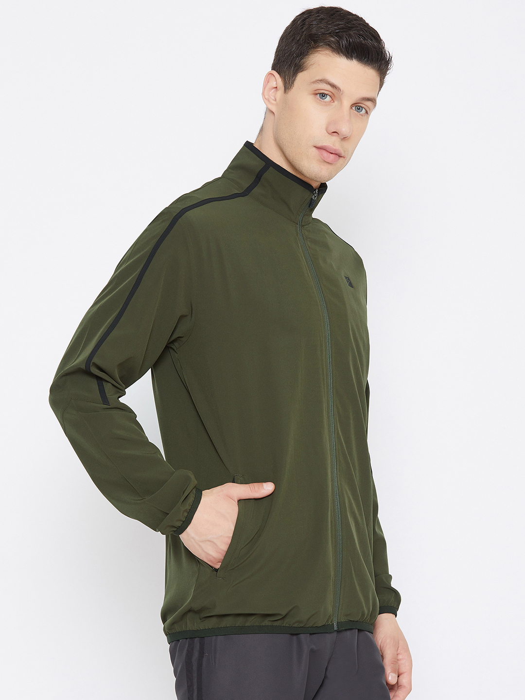 SG Men Olive Solid Long Sleeves Round Neck Co-ord Sets (4)