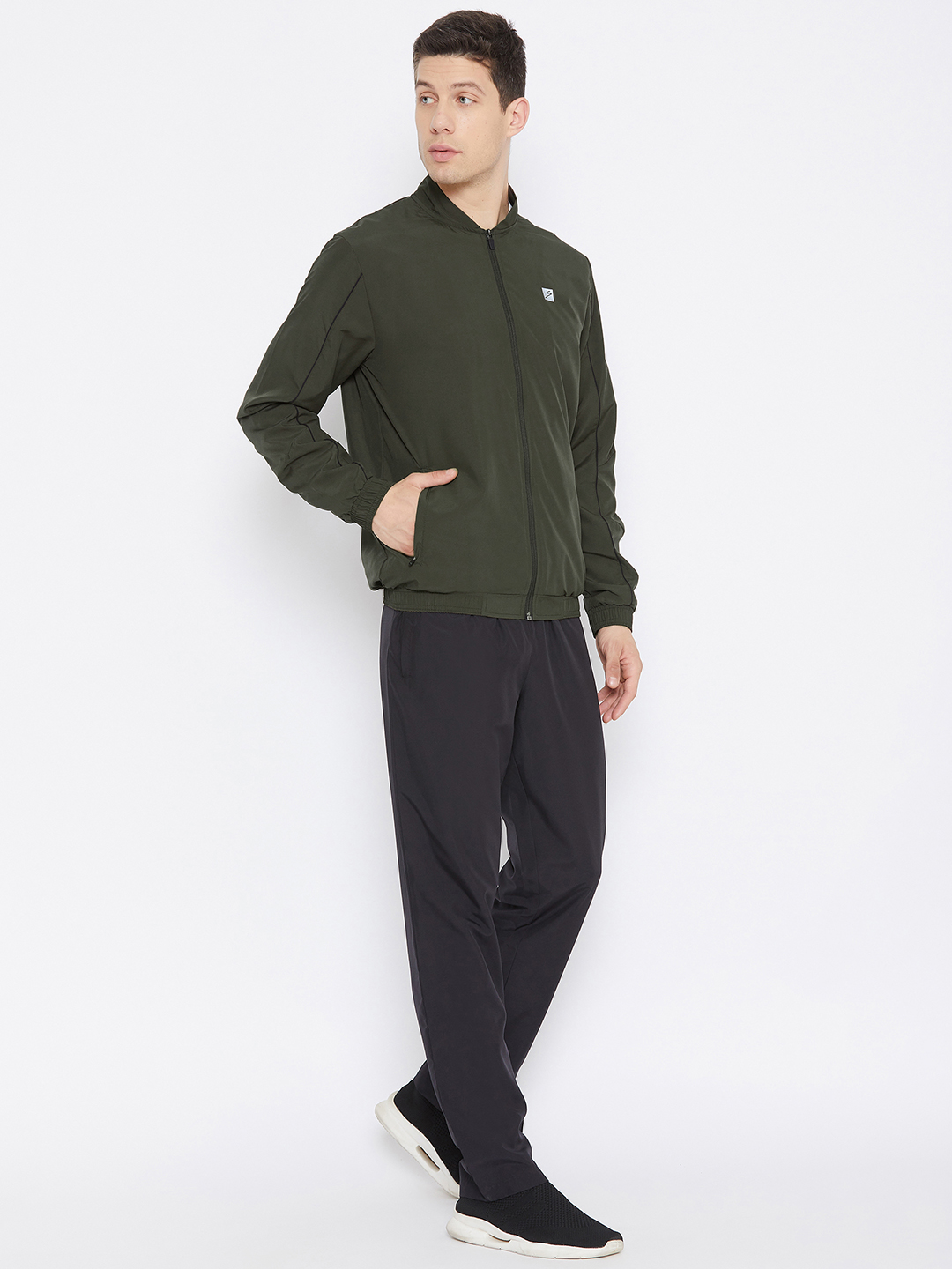 SG Men Olive Solid Long Sleeves Round Neck Co-ord Sets (4)