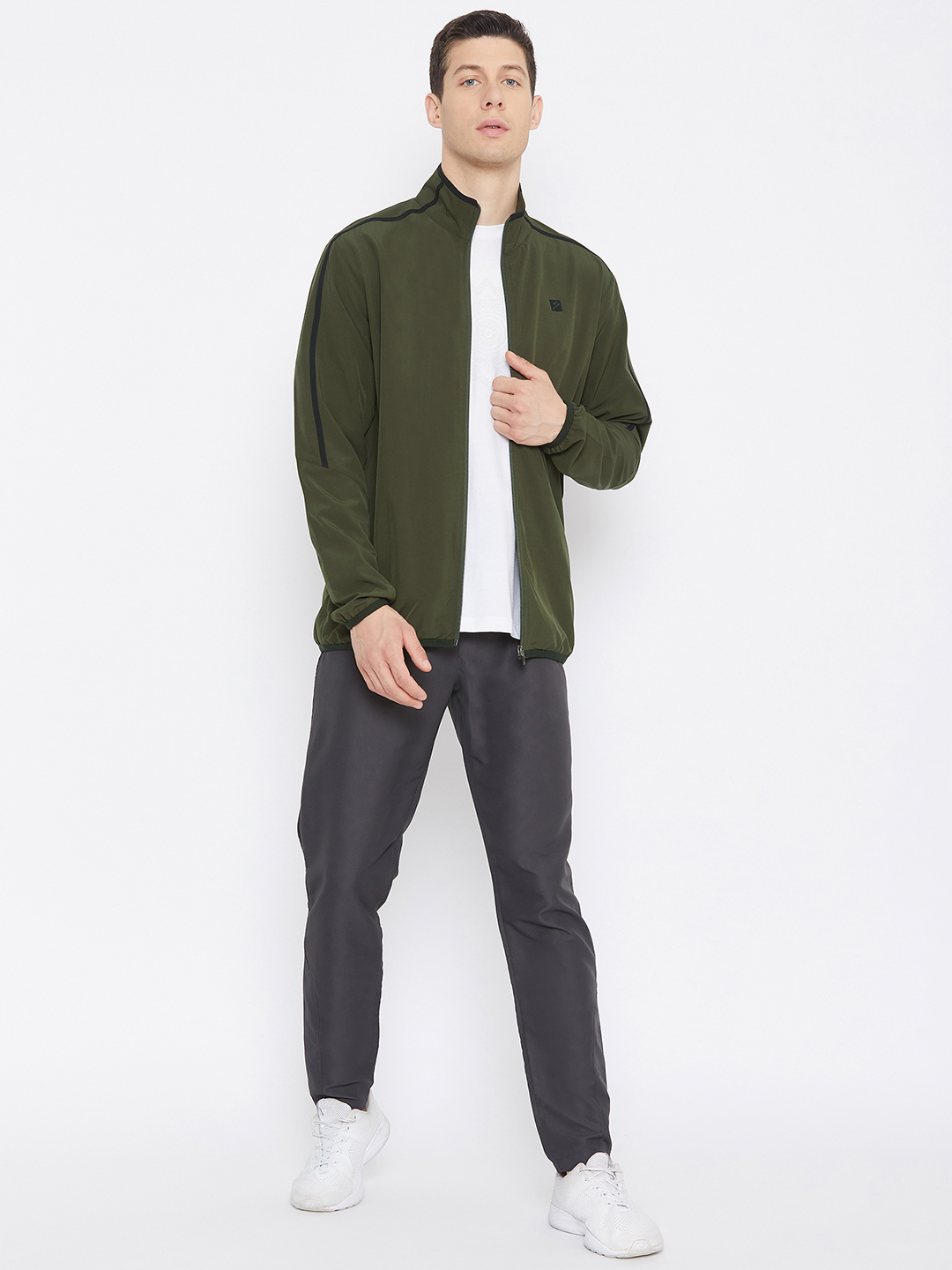 SG Men Olive Solid Long Sleeves Round Neck Co-ord Sets (5)