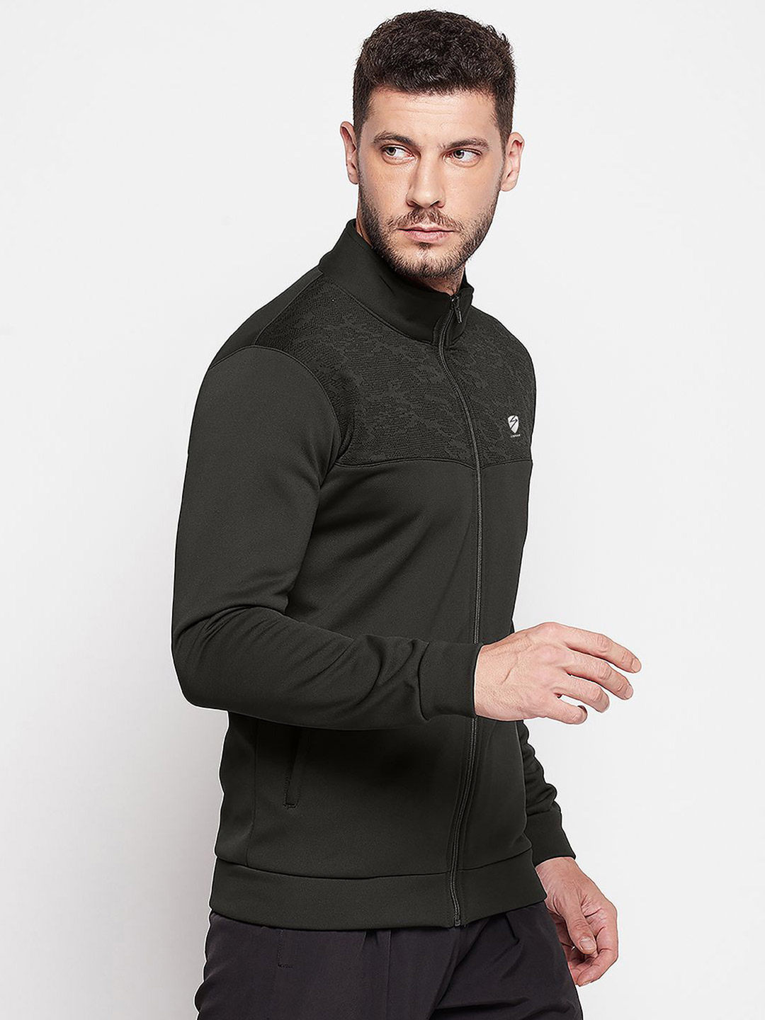 SG Men Olive Solid Long Sleeves Round Neck Jackets (3)