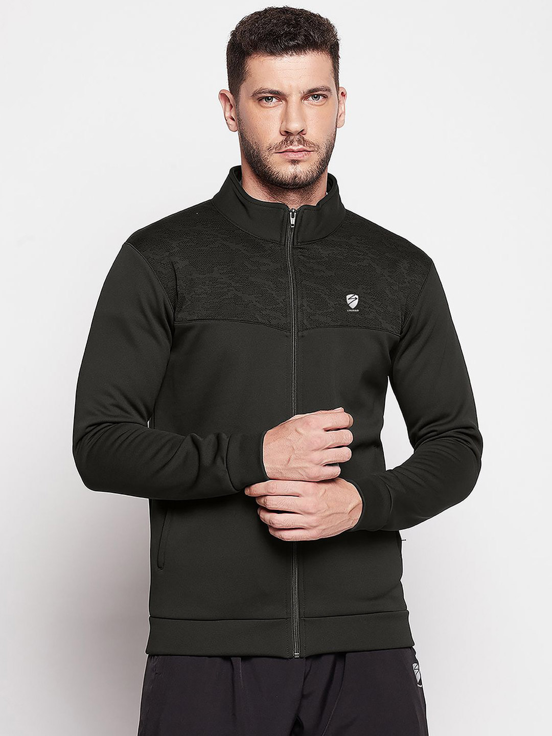 SG Men Olive Solid Long Sleeves Round Neck Jackets (1)