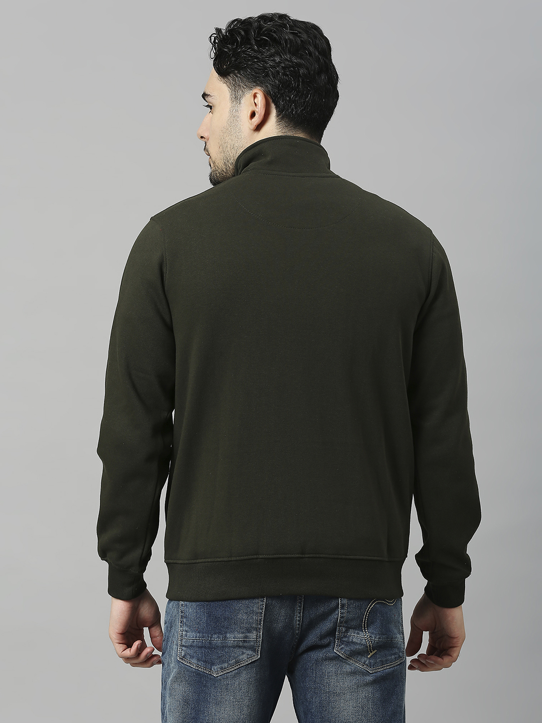 SG Men Olive Solid Long Sleeves Round Neck Jackets (2)