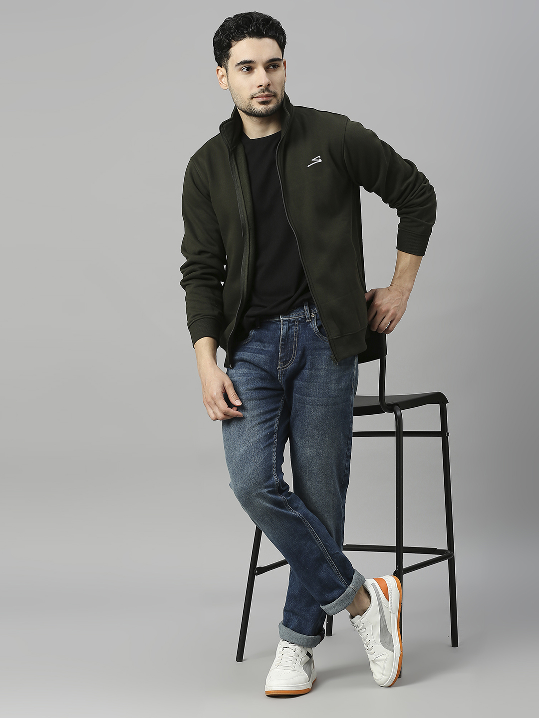 SG Men Olive Solid Long Sleeves Round Neck Jackets (4)