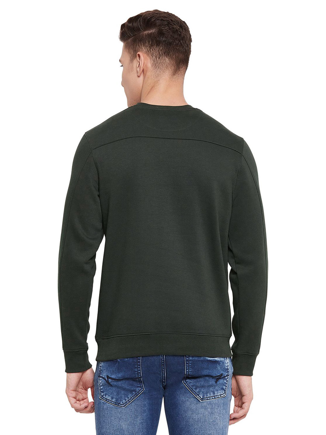 SG Men Olive Solid Long Sleeves Round Neck Sweatshirts (2)