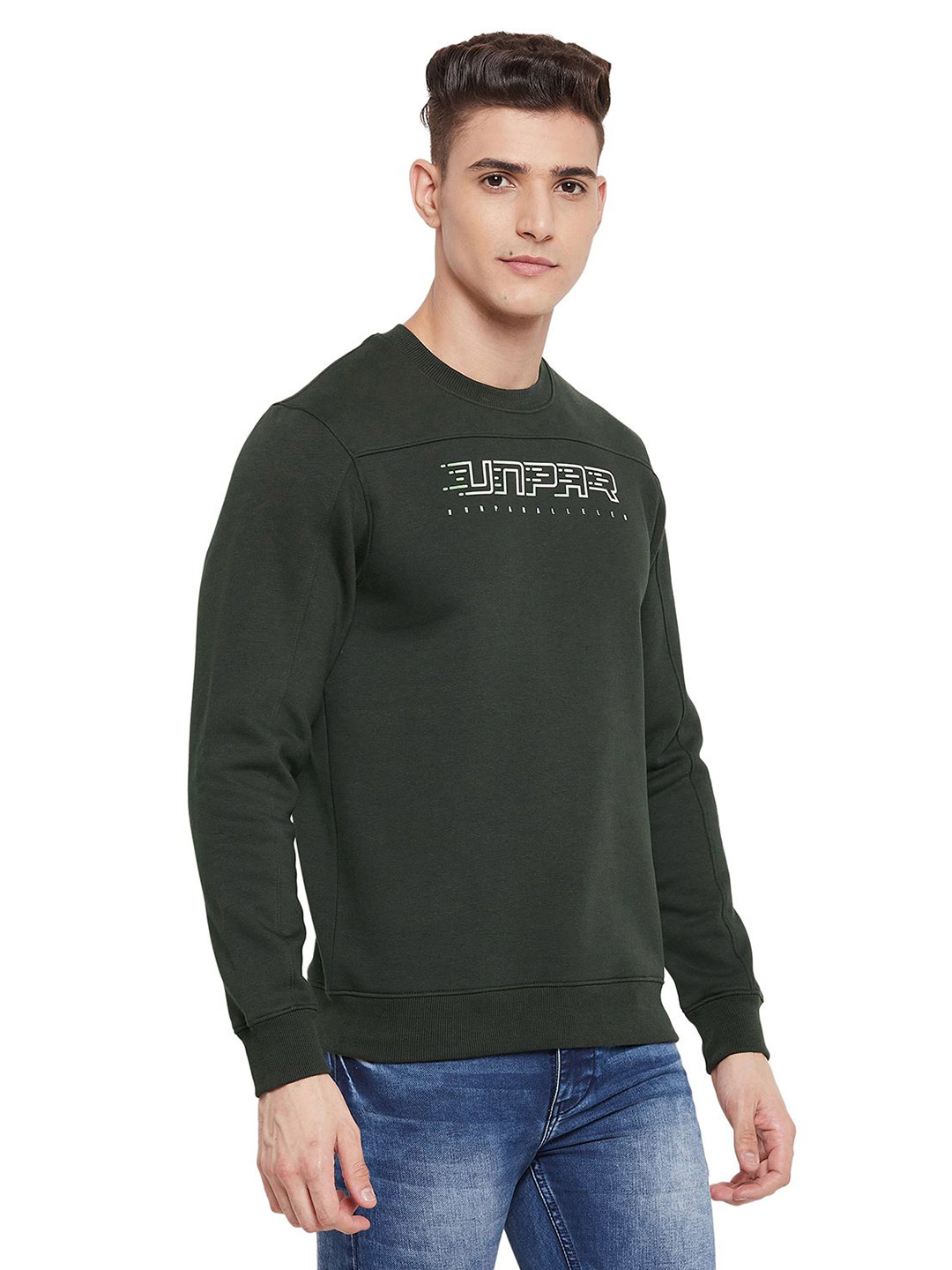 SG Men Olive Solid Long Sleeves Round Neck Sweatshirts (4)