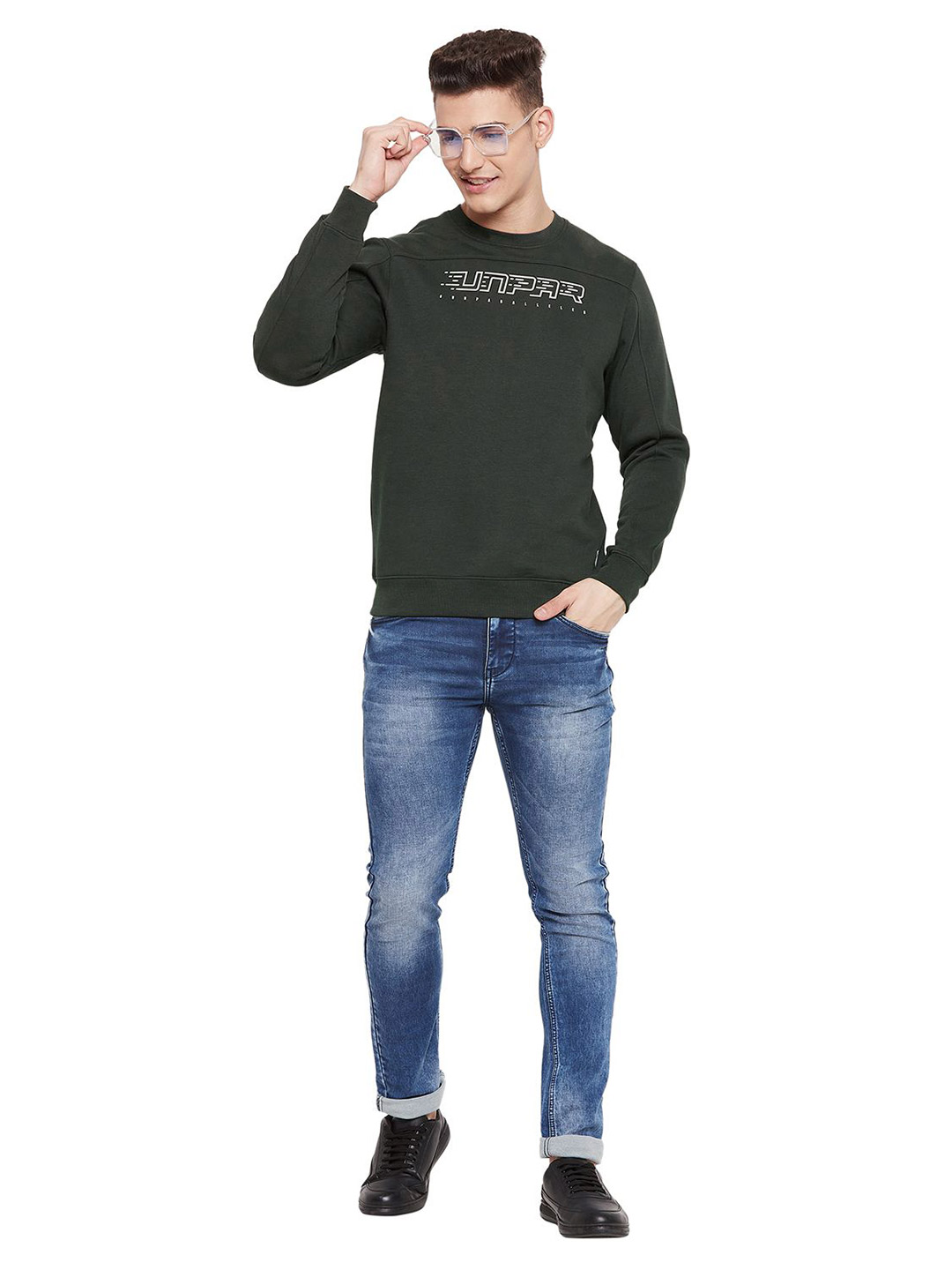 SG Men Olive Solid Long Sleeves Round Neck Sweatshirts (5)