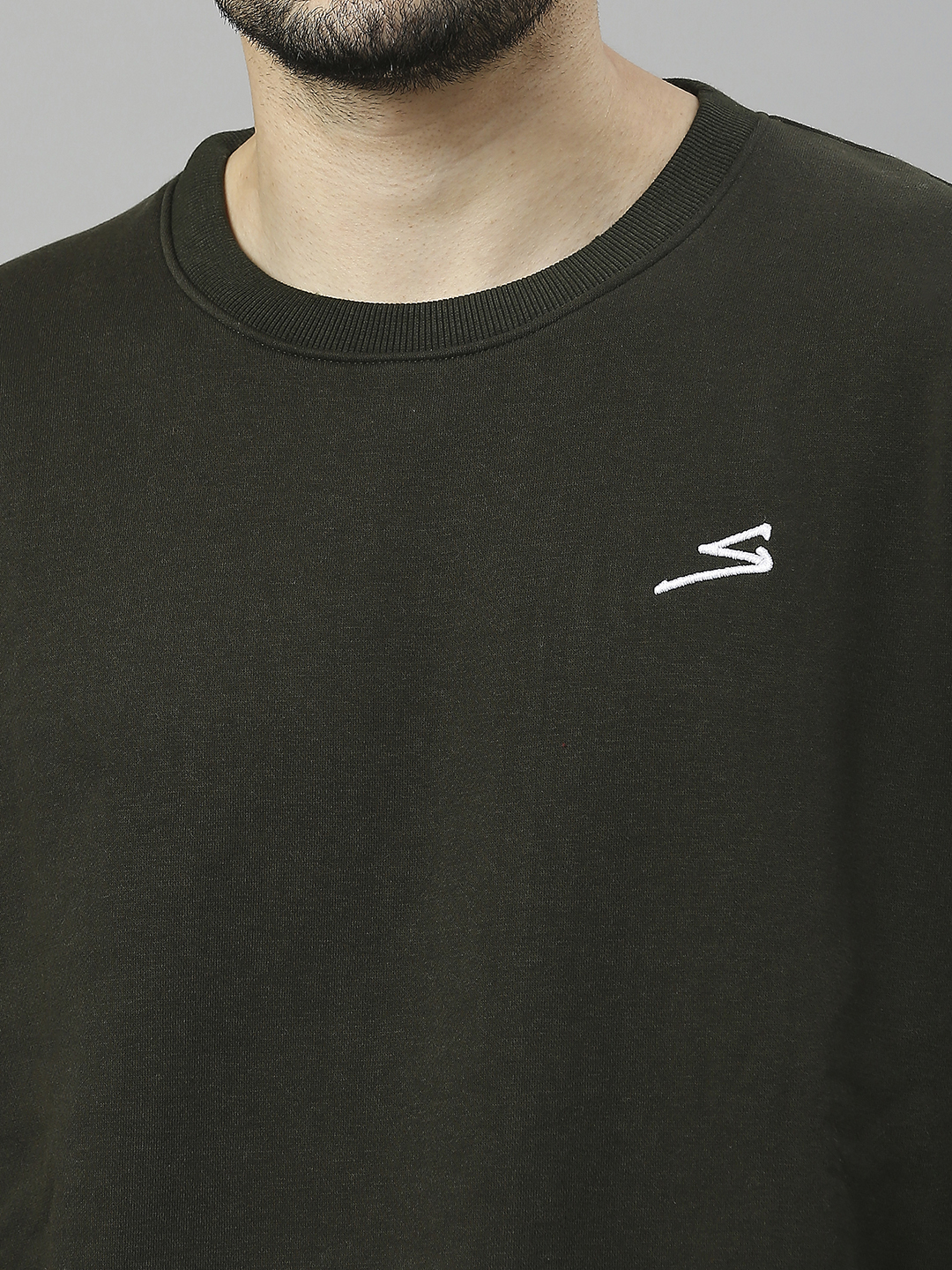 SG Men Olive Solid Long Sleeves Round Neck Sweatshirts (6)