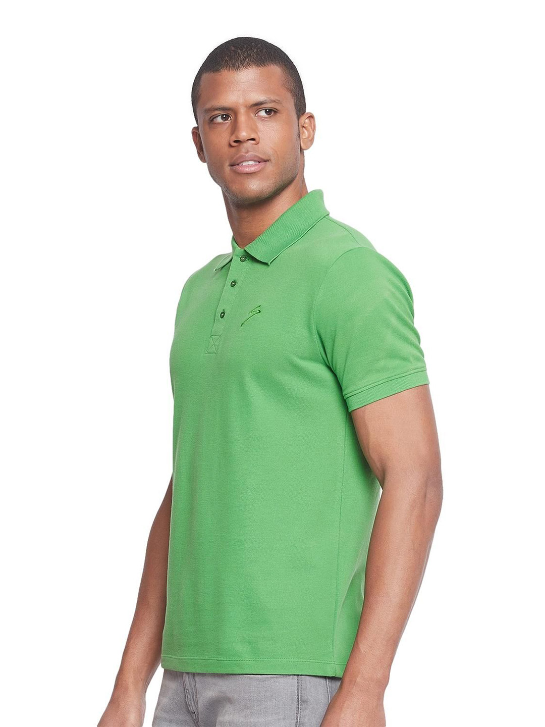 SG Men Pastel Green Solid Short Sleeves Polo Collar T-Shirts (3)