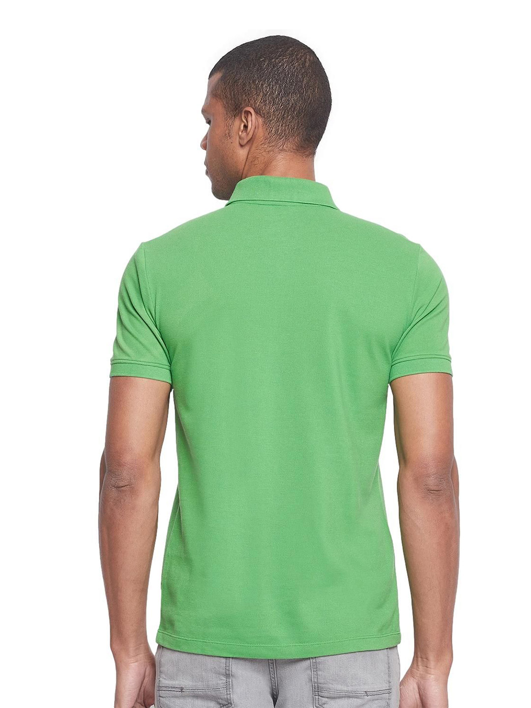 SG Men Pastel Green Solid Short Sleeves Polo Collar T-Shirts (2)