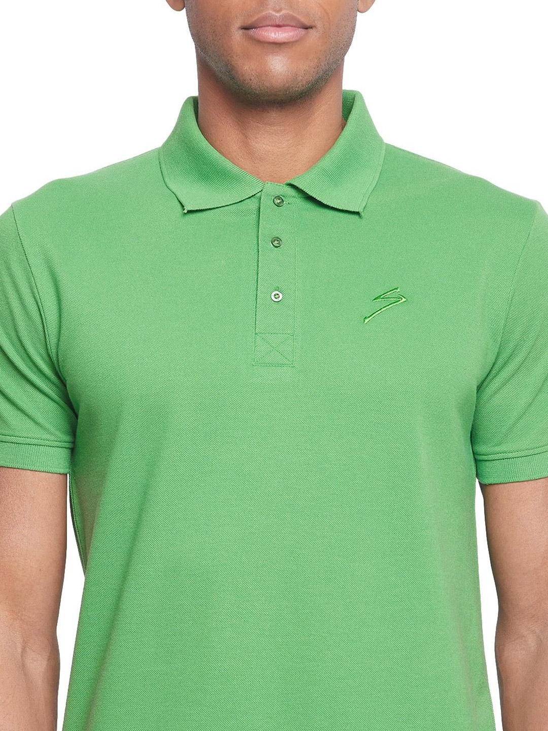 SG Men Pastel Green Solid Short Sleeves Polo Collar T-Shirts (6)