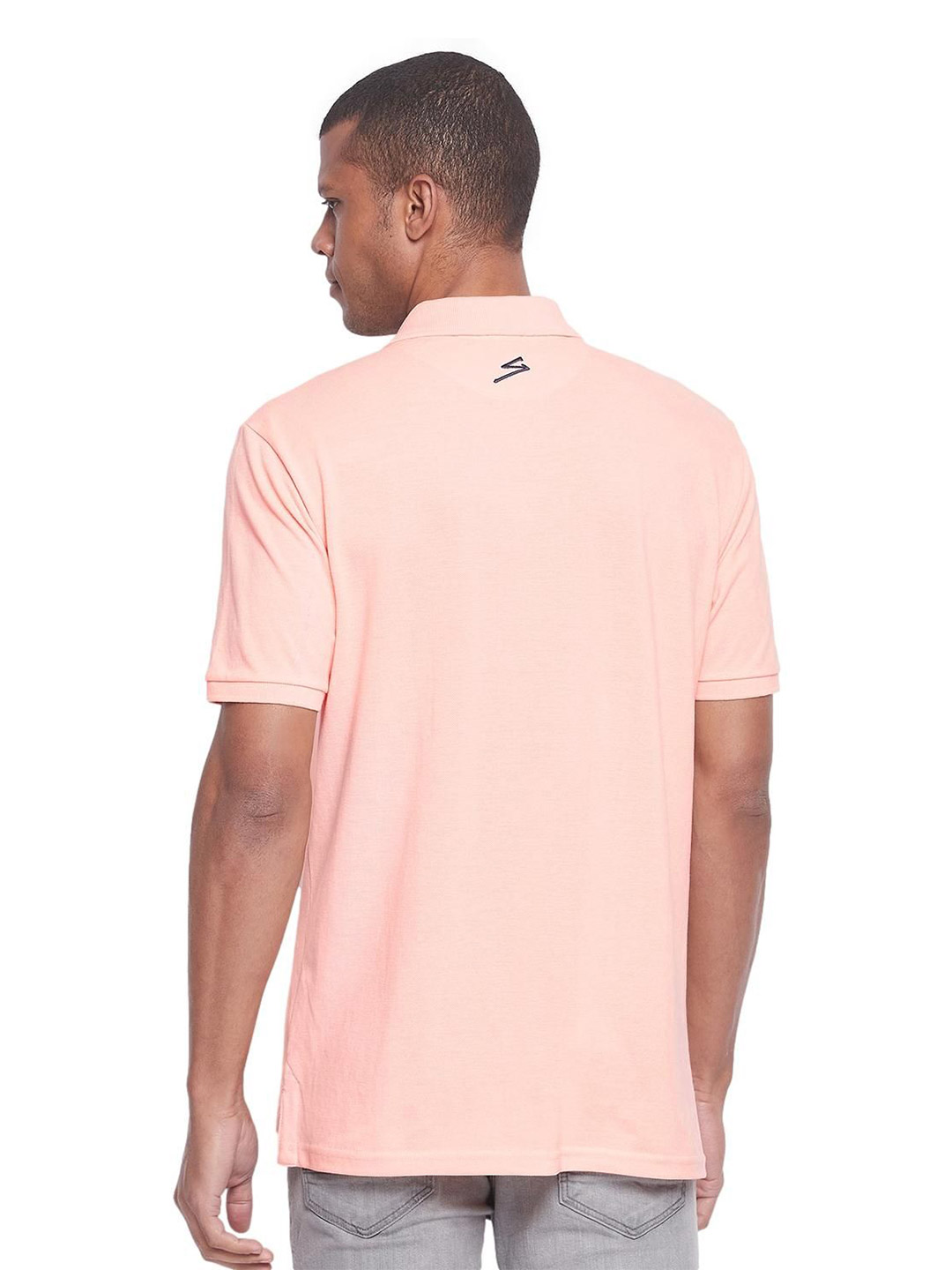 SG Men Peach Solid Short Sleeves Polo Collar T-Shirts (2)