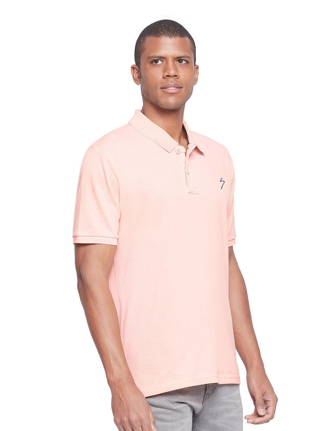 SG Men Peach Solid Short Sleeves Polo Collar T-Shirts (3)