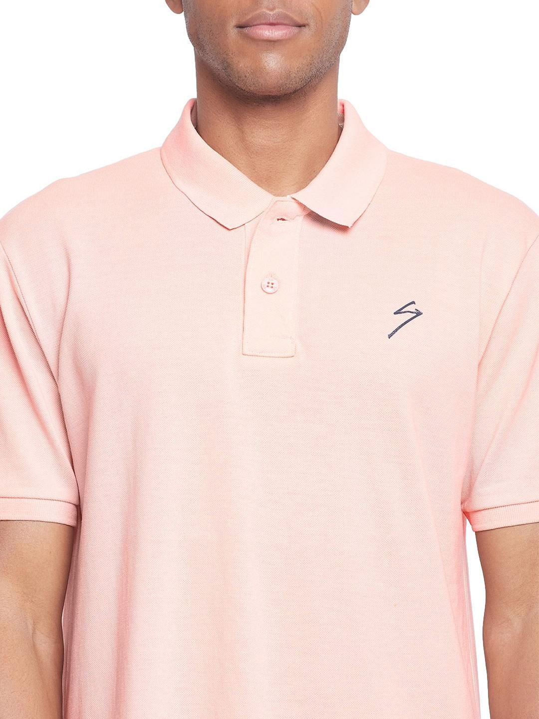 SG Men Peach Solid Short Sleeves Polo Collar T-Shirts (6)
