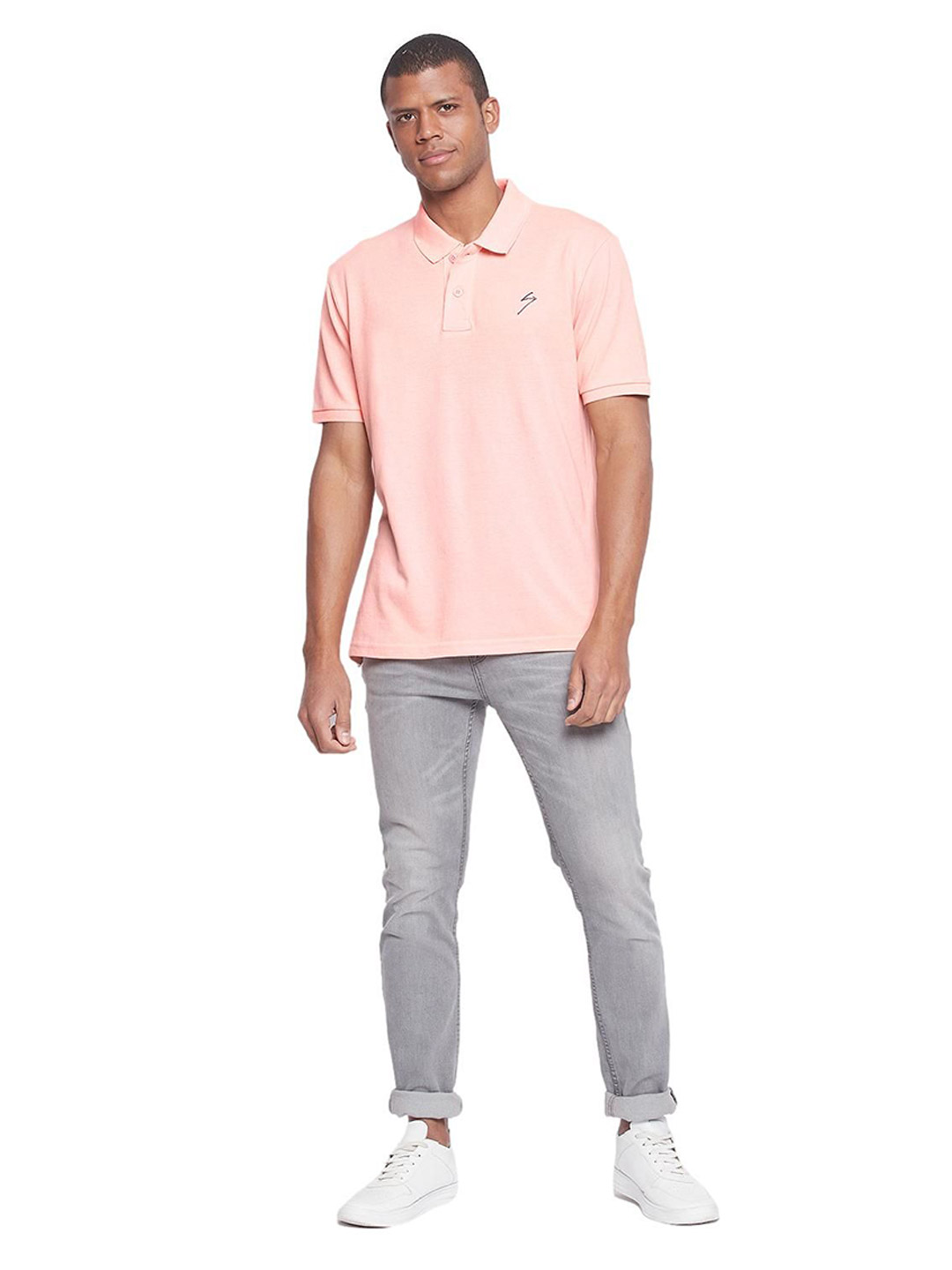 SG Men Peach Solid Short Sleeves Polo Collar T-Shirts (5)