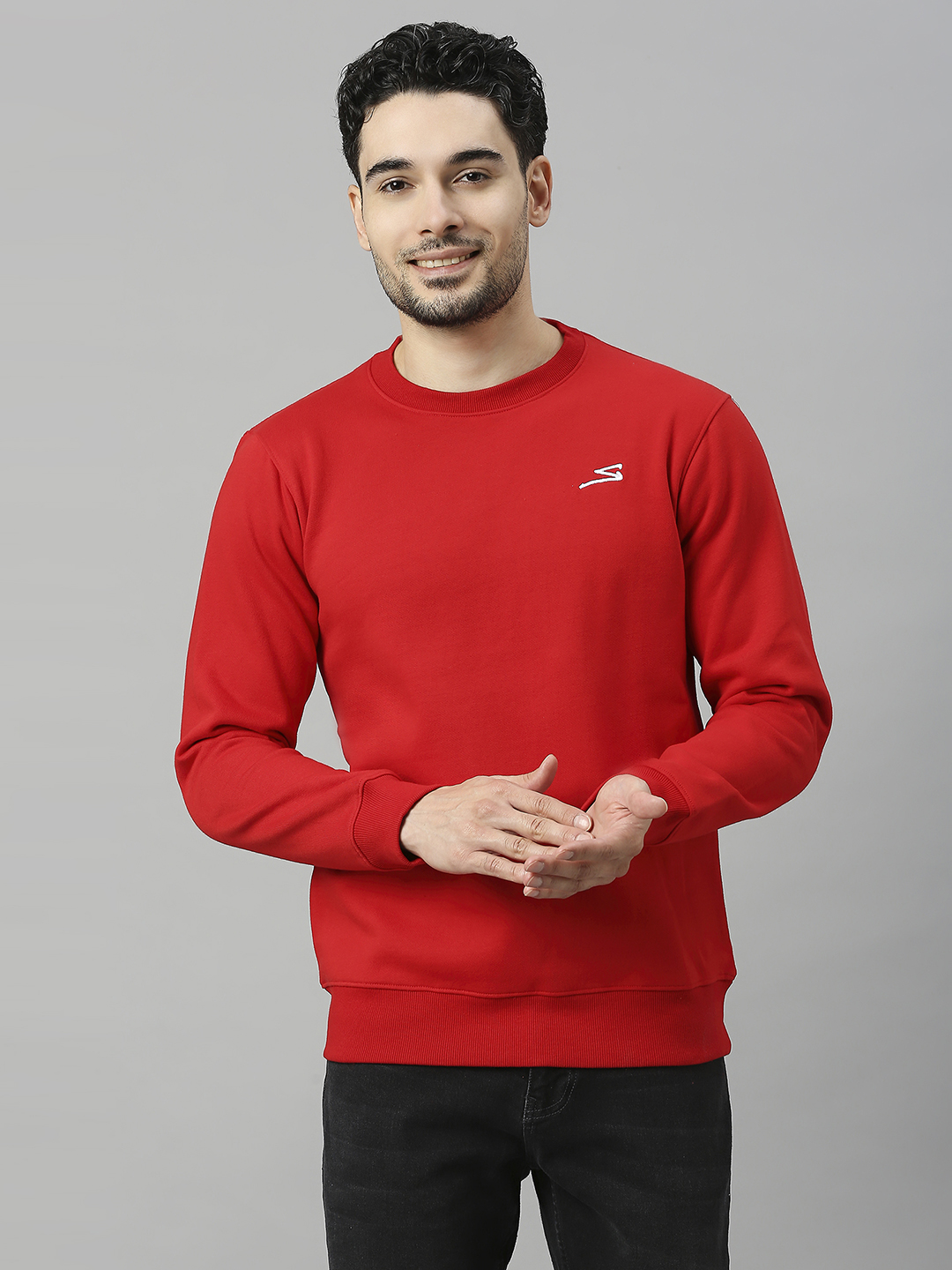 SG Men Red Solid Long Sleeves Round Neck Sweatshirts (1)