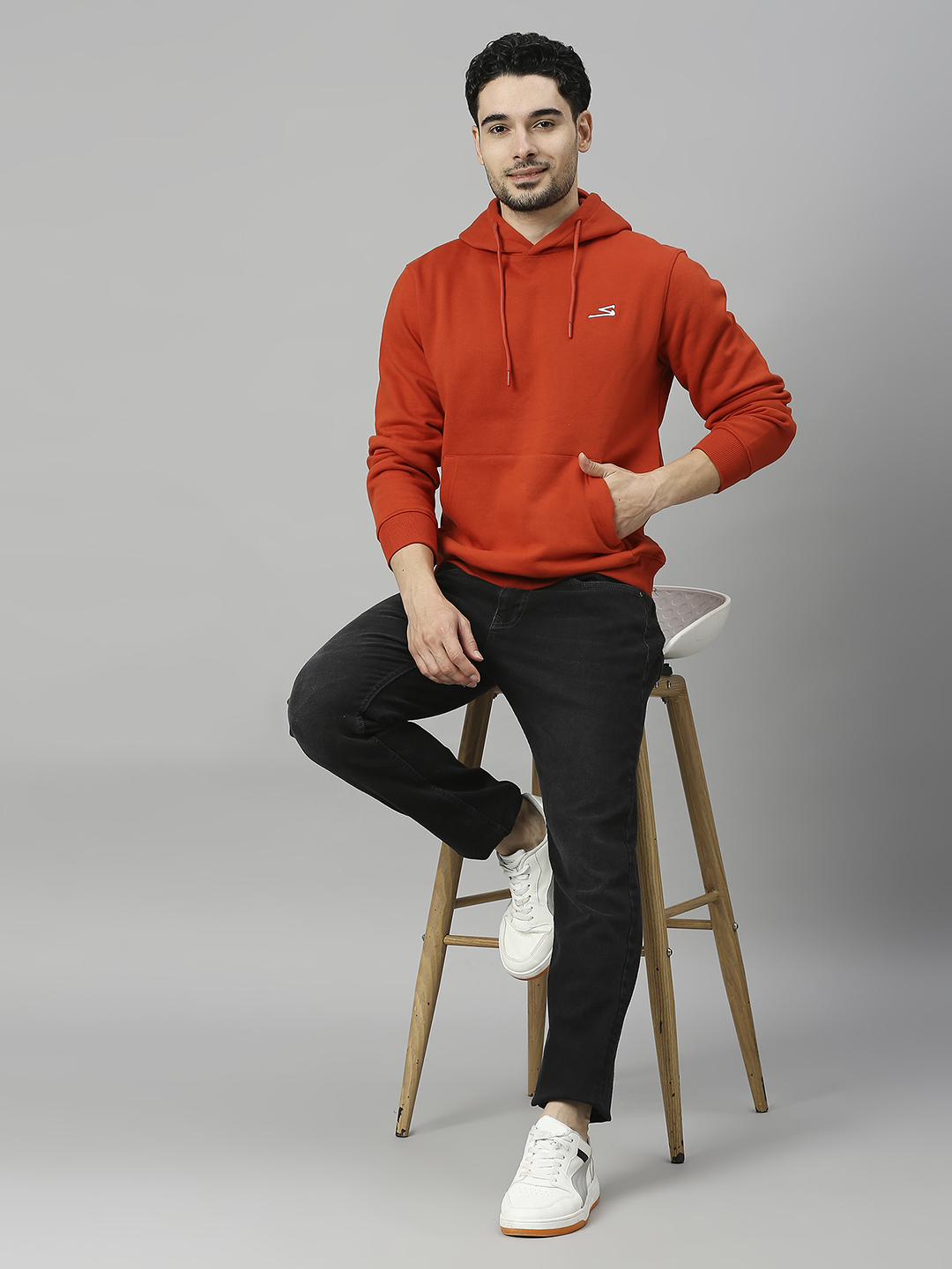 SG Men Rust Solid Long Sleeves Hooded Sweatshirts (4)