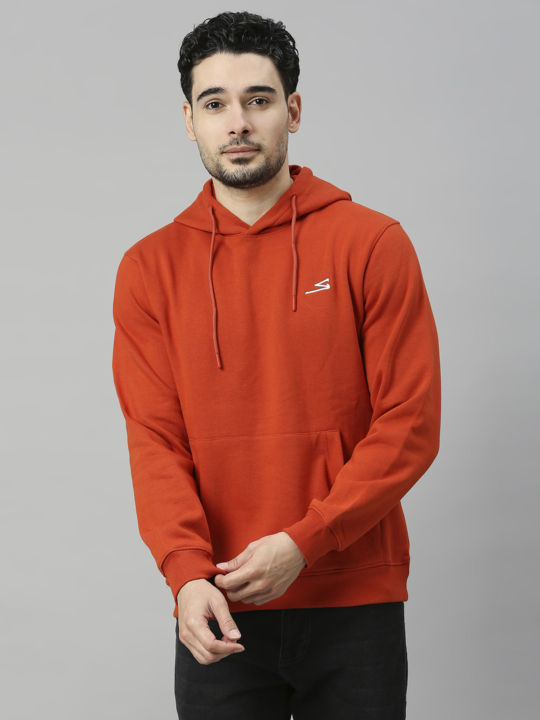SG Men Rust Solid Long Sleeves Hooded Sweatshirts (1)