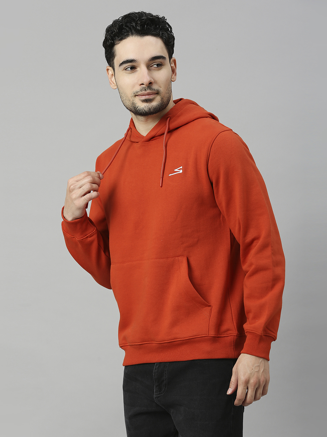 SG Men Rust Solid Long Sleeves Hooded Sweatshirts (3)