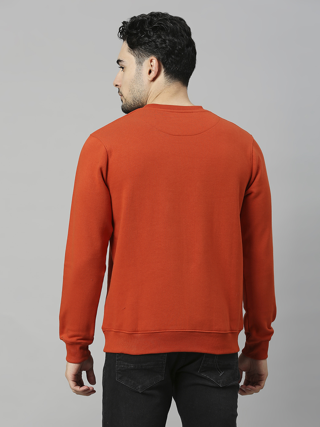 SG Men Rust Solid Long Sleeves Round Neck Sweatshirts (2)