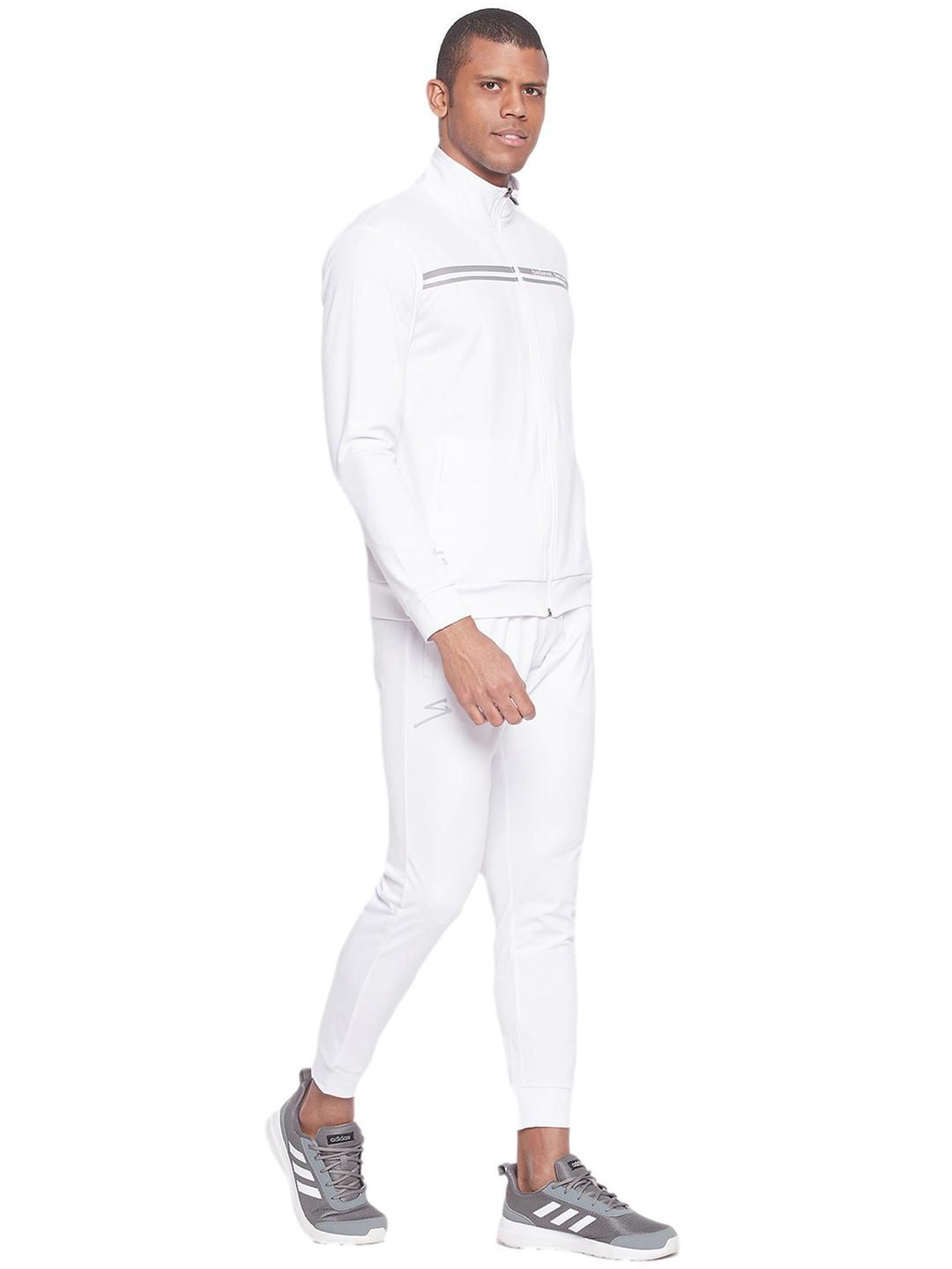 SG Men White Solid Long Sleeves Turtle Neck Co-ord Sets (3)