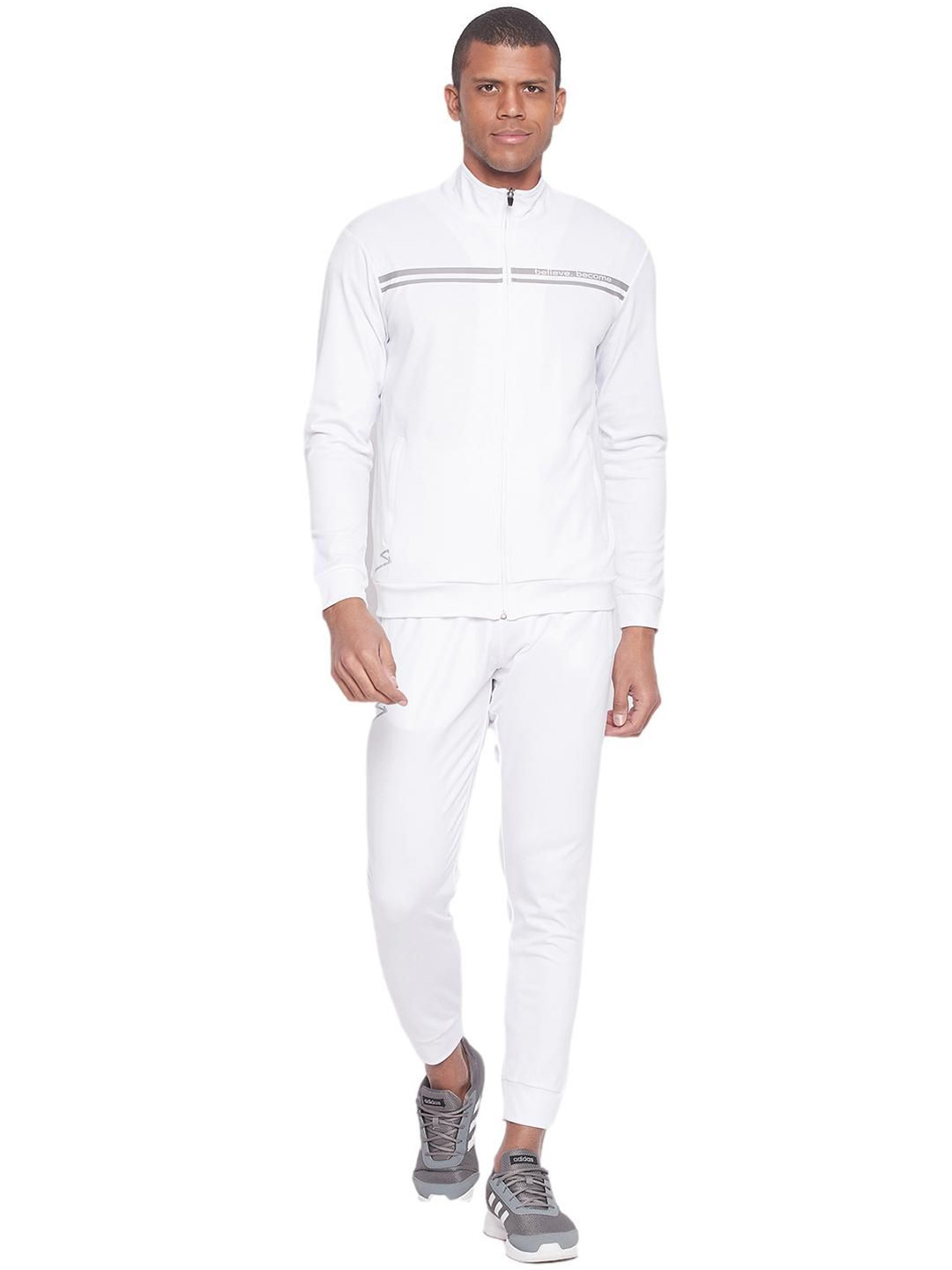 SG Men White Solid Long Sleeves Turtle Neck Co-ord Sets (4)
