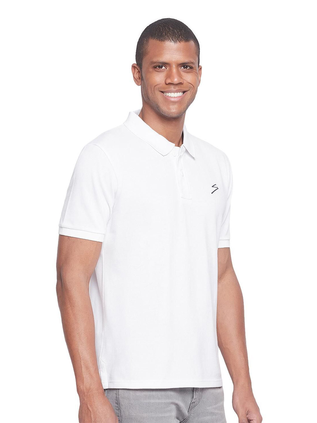 SG Men White Solid Short Sleeves Polo Collar T-Shirts (2)