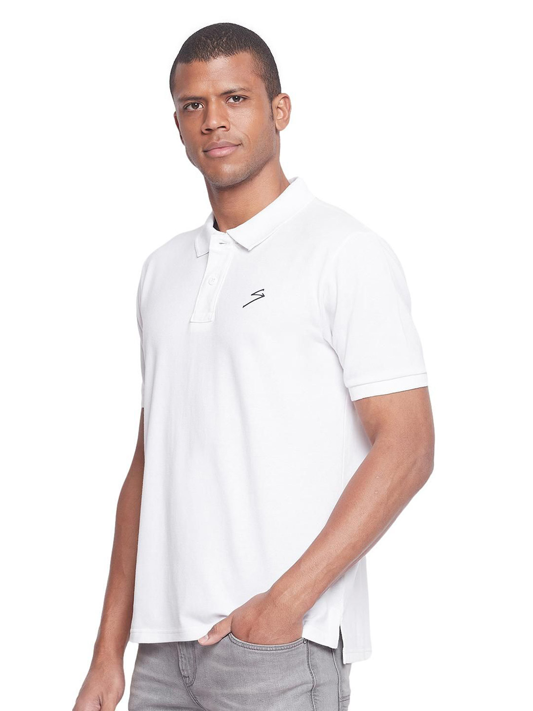 SG Men White Solid Short Sleeves Polo Collar T-Shirts (3)