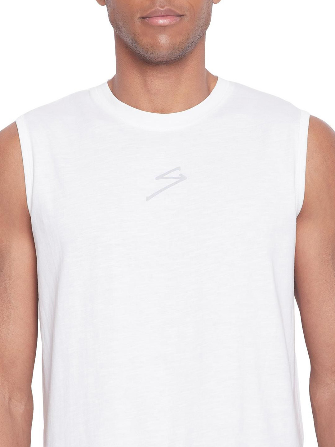 SG Men White Solid Sleeveless Round Neck vests (6)