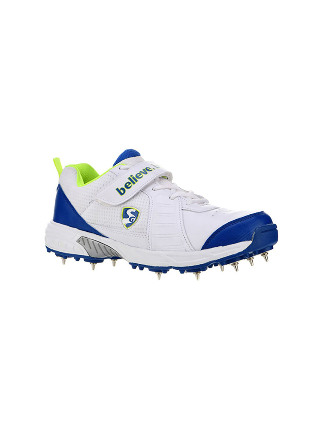 SG SG Savage Spikes White Lime And Royal Blue Mens Cricket Shoes (1)
