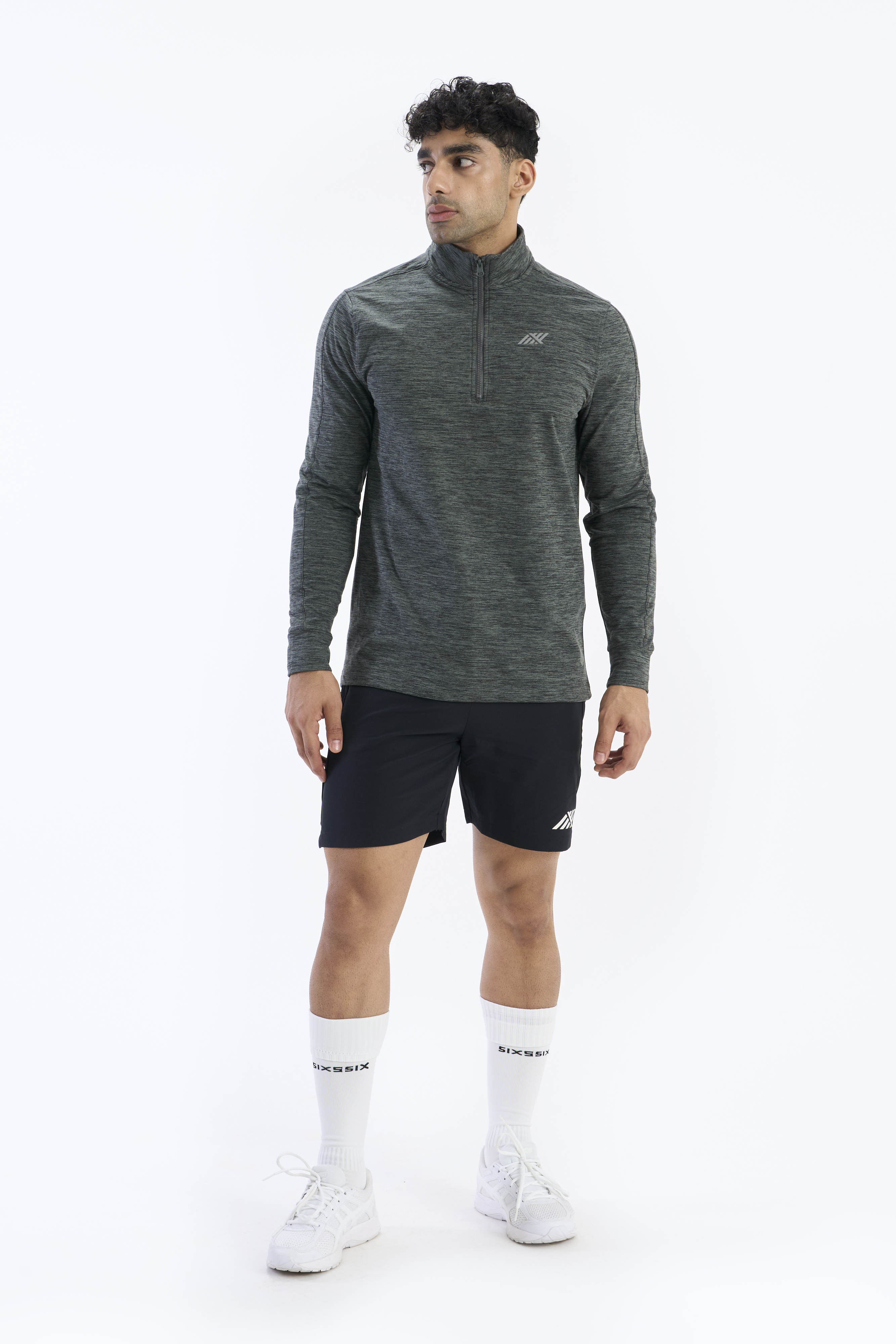 SIX5SIX Bootcamp Men's Half Zipper Training T-Shirt in Heather Grey (6)