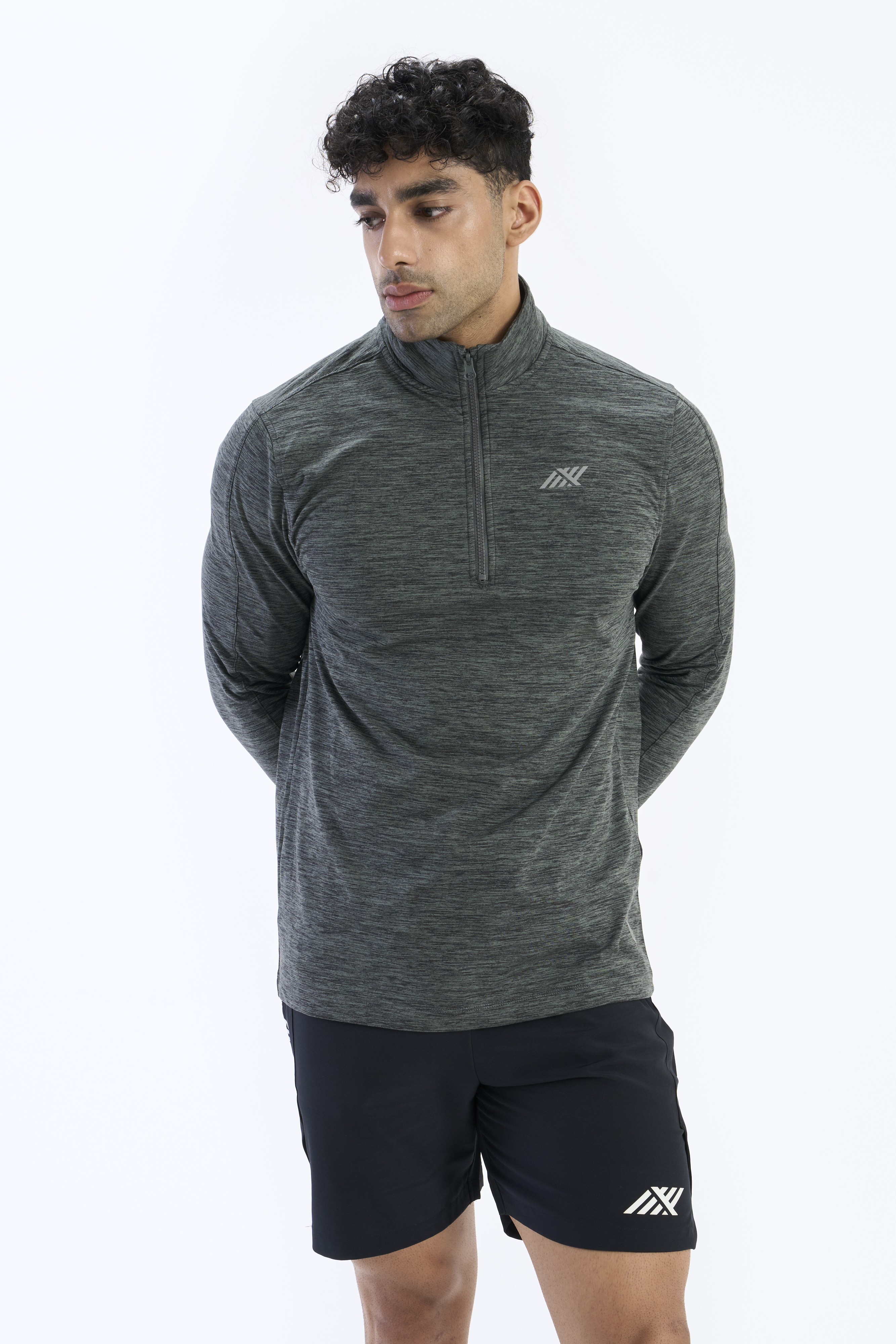 SIX5SIX Bootcamp Men's Half Zipper Training T-Shirt in Heather Grey (3)