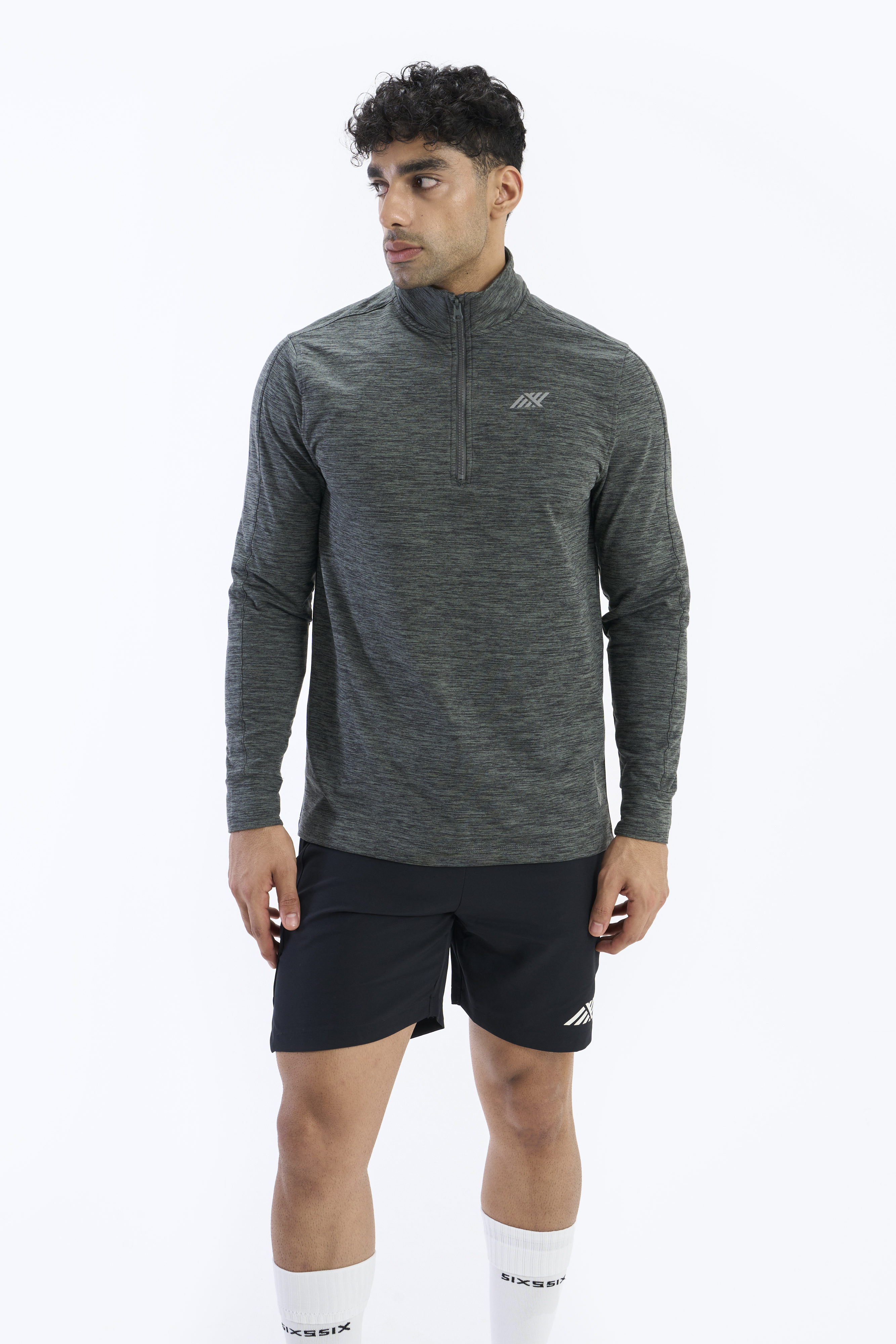 SIX5SIX Bootcamp Men's Half Zipper Training T-Shirt in Heather Grey (4)