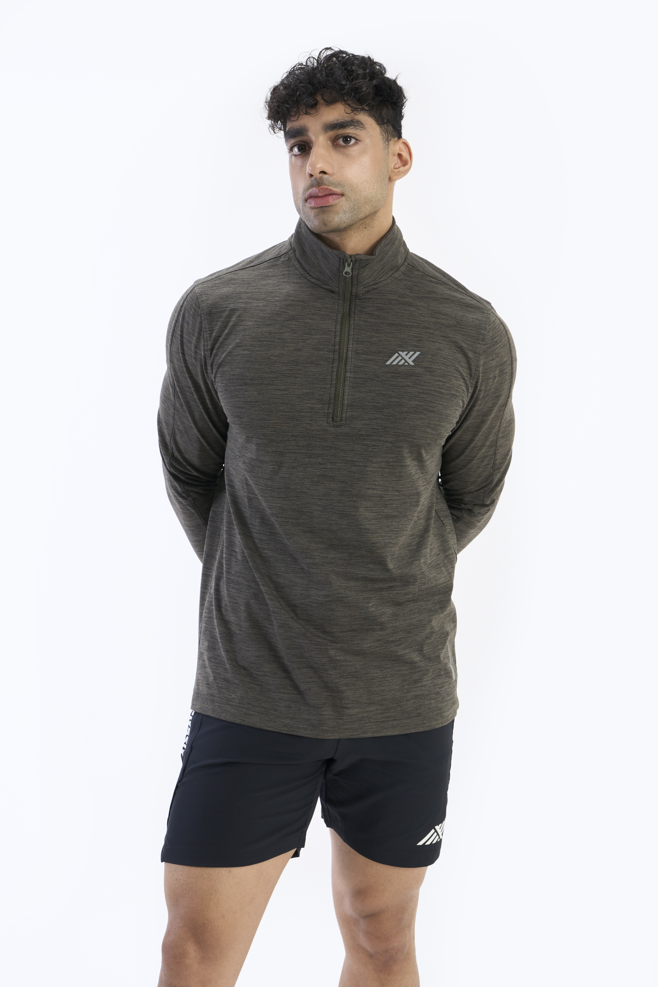 SIX5SIX Bootcamp Men's Half Zipper Training T-Shirt in Olive 
