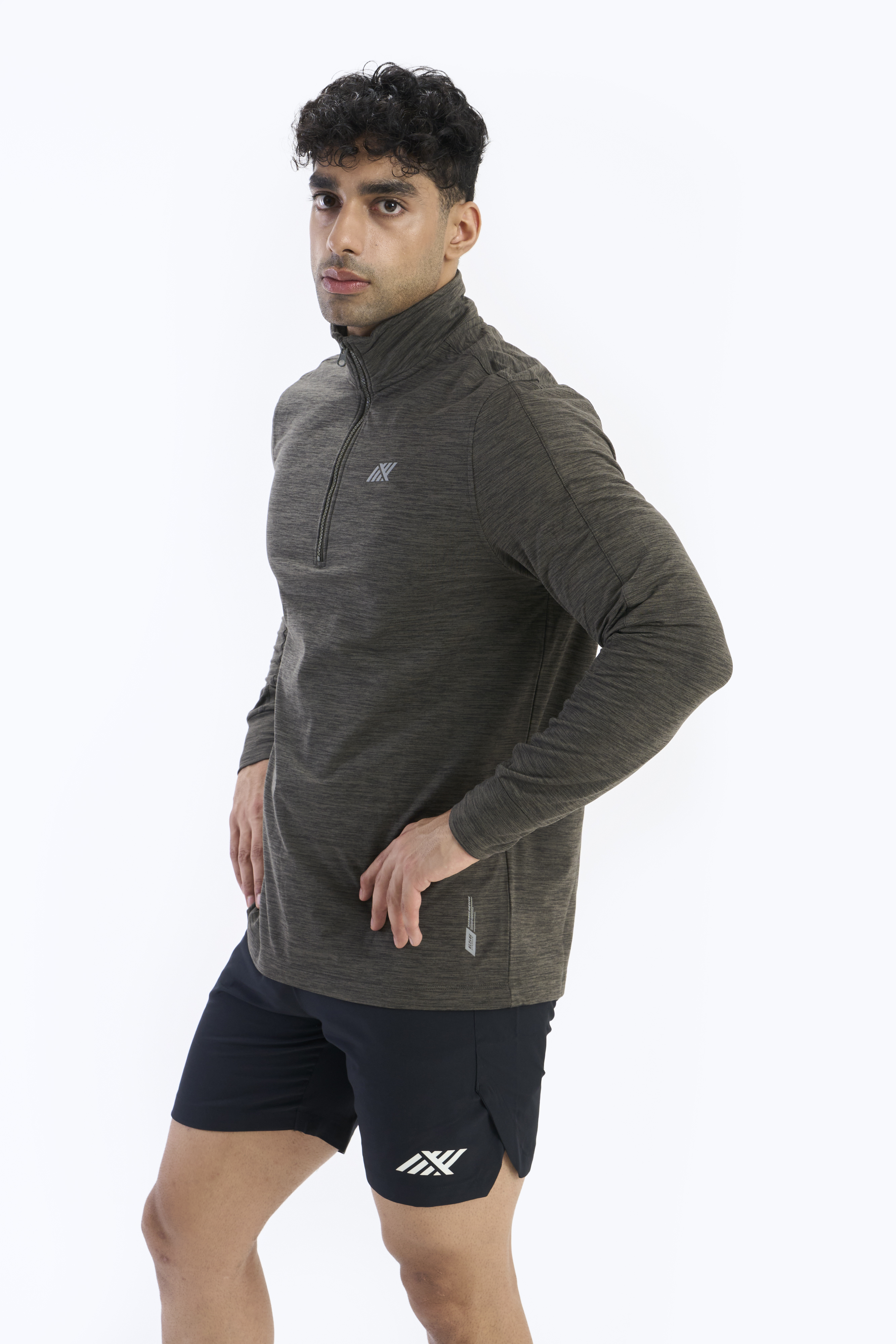 SIX5SIX Bootcamp Men's Half Zipper Training T-Shirt in Olive  (4)