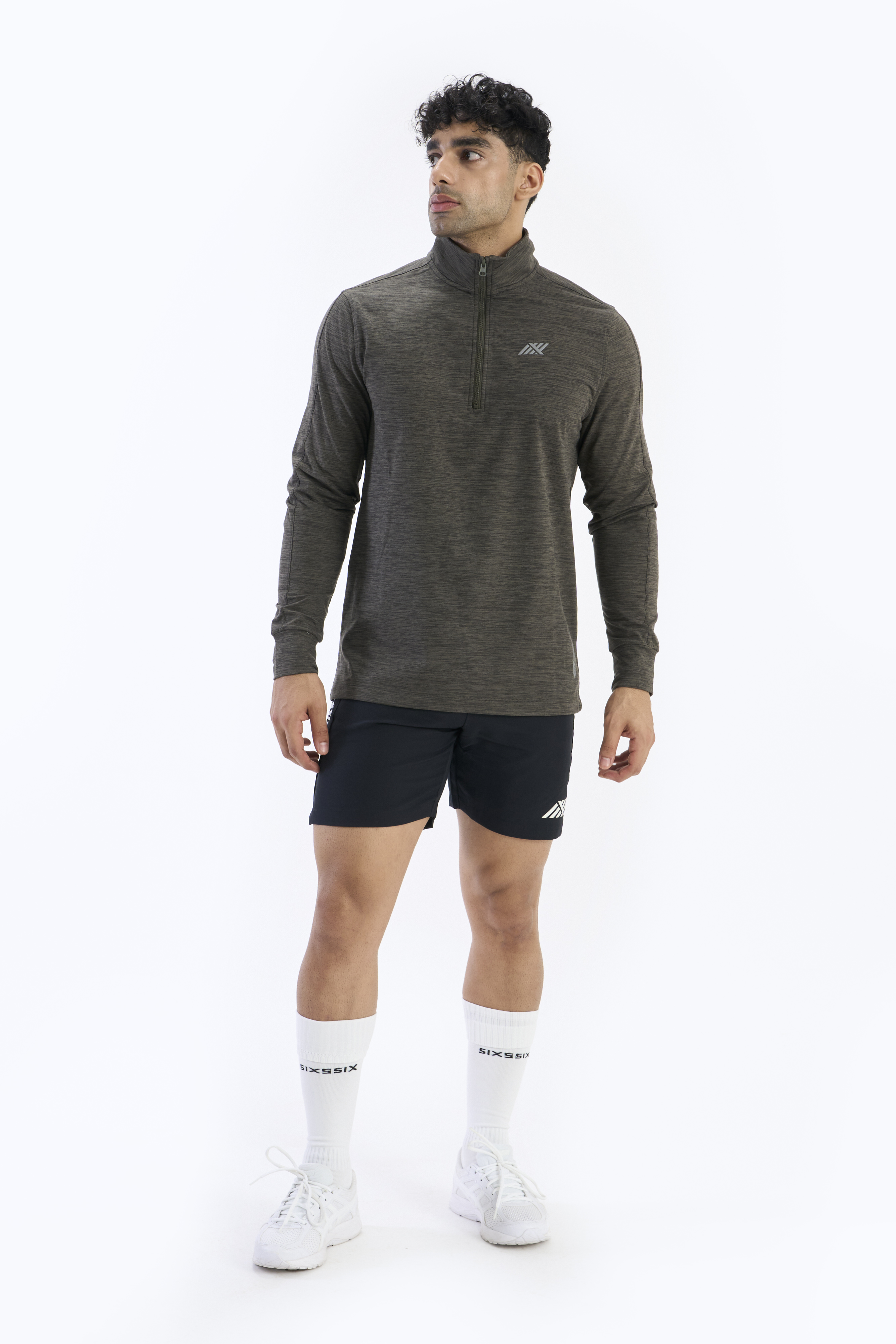 SIX5SIX Bootcamp Men's Half Zipper Training T-Shirt in Olive  (2)