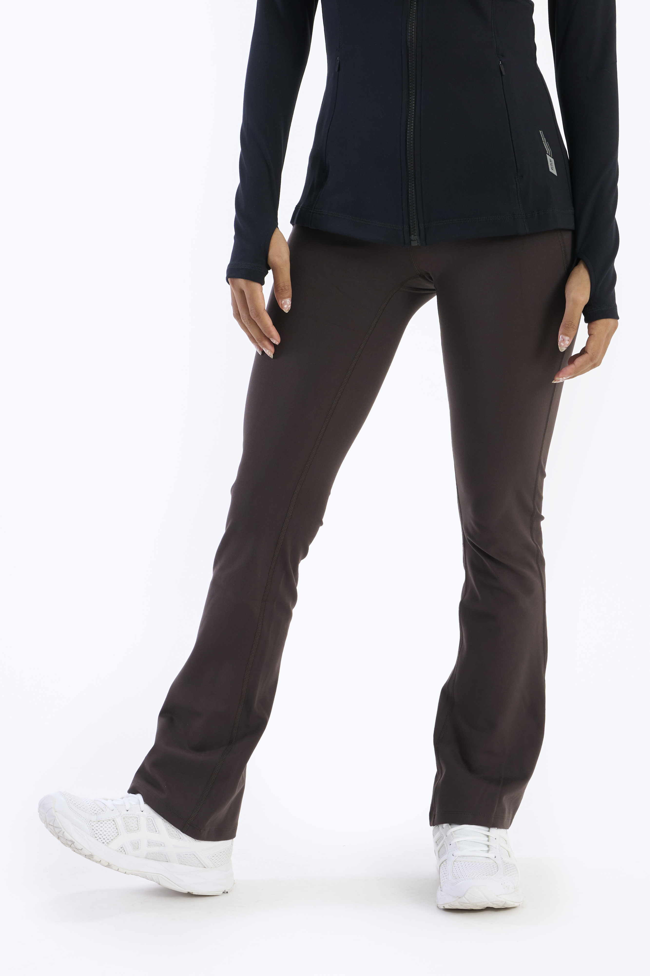 SIX5SIX Recovery Women's Flared Yoga Pants in Mud Brown (2)