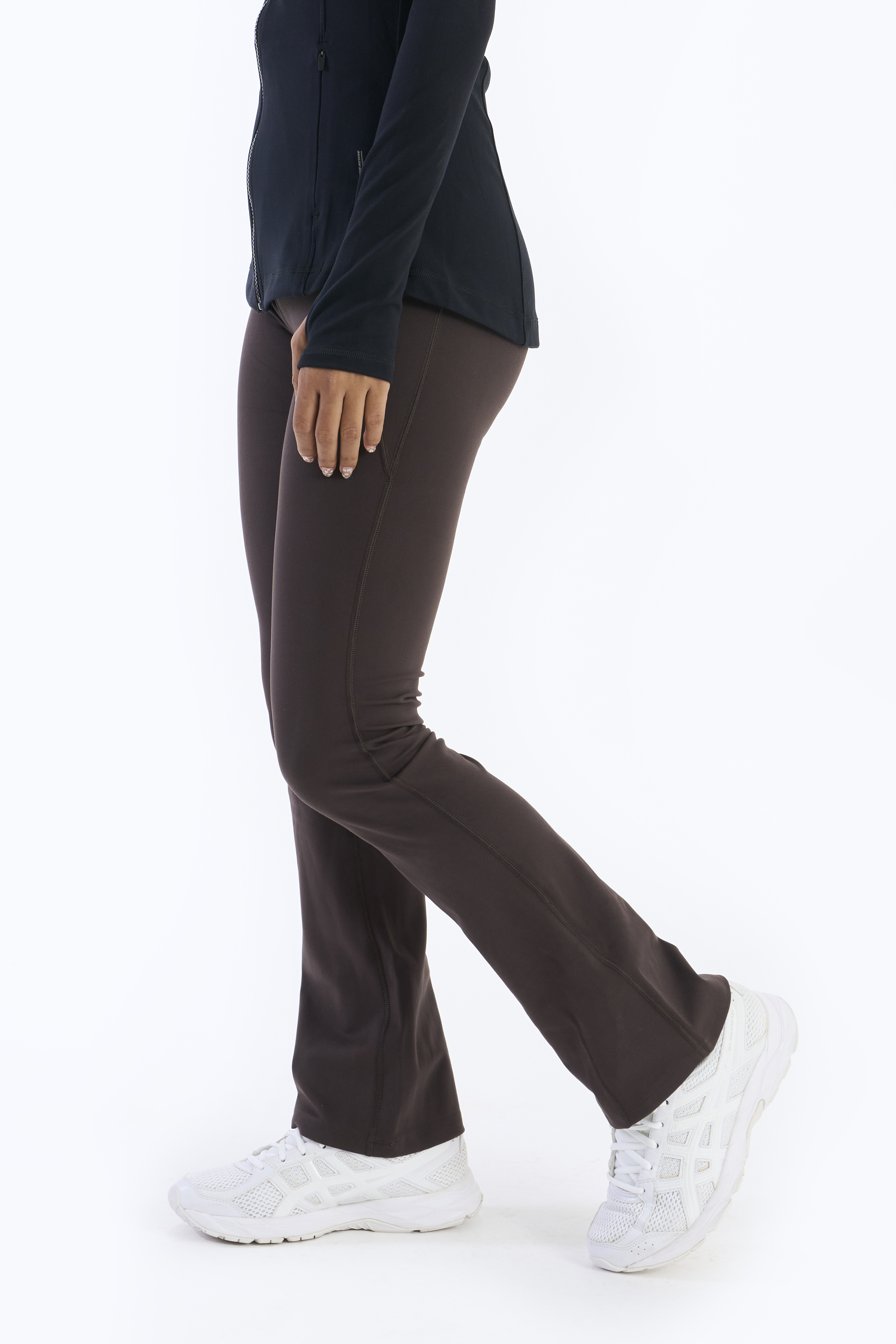 SIX5SIX Recovery Women's Flared Yoga Pants in Mud Brown (3)
