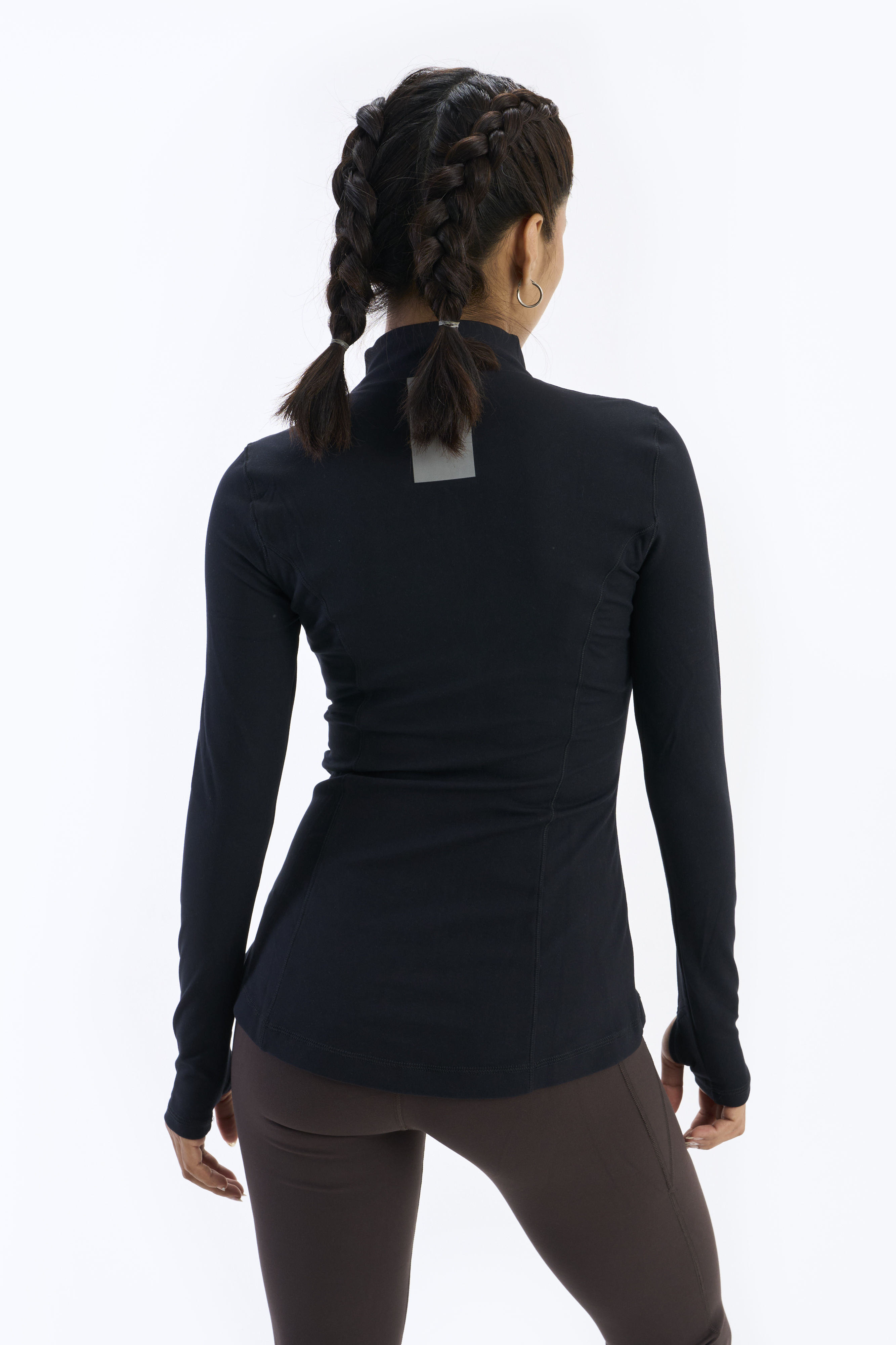SIX5SIX Women's Full Sleeves Front-Open Warmup Jacket in Black (2)