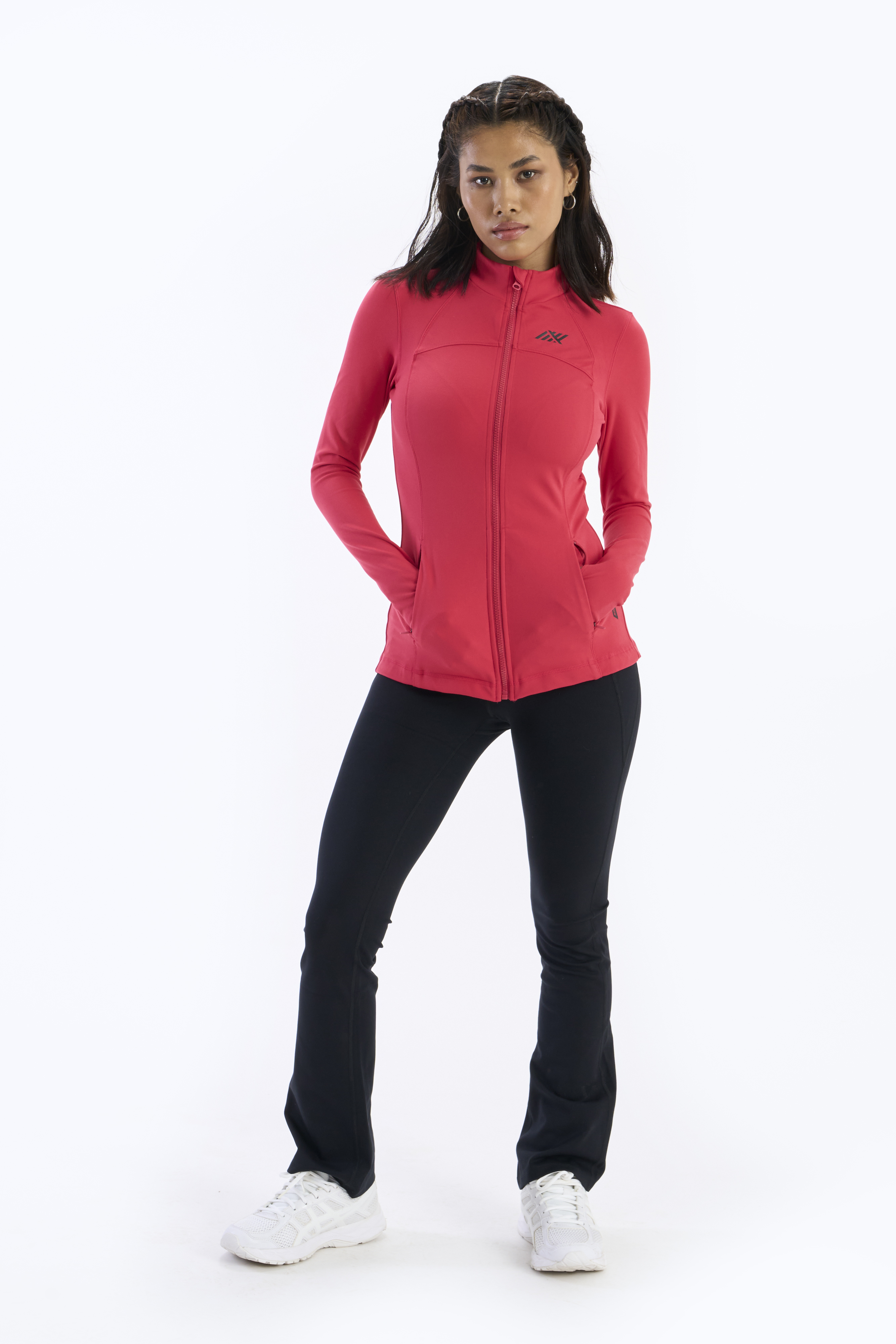 SIX5SIX Women's Full Sleeves Front-Open Warmup Jacket in Magenta (2)