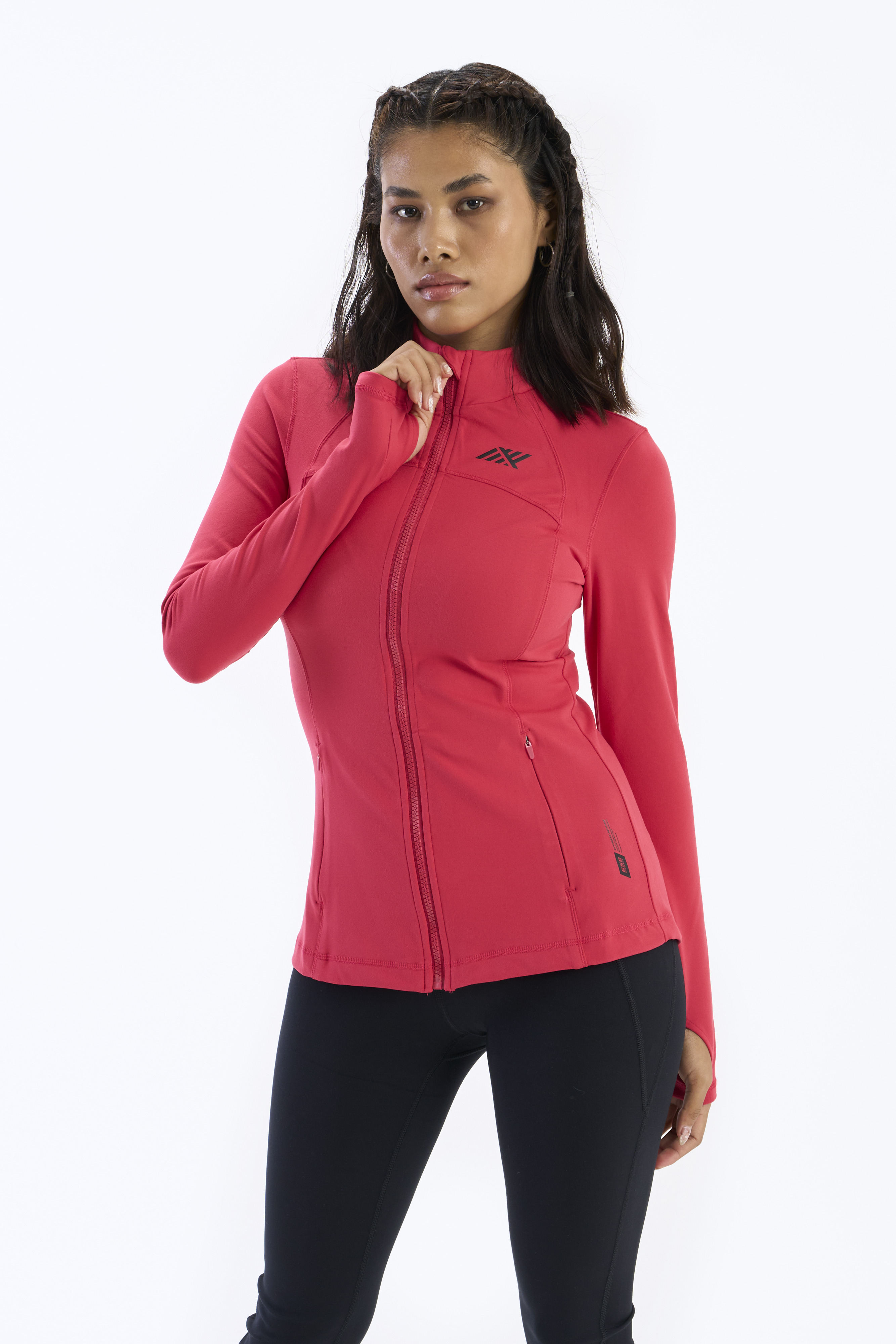 SIX5SIX Women's Full Sleeves Front-Open Warmup Jacket in Magenta