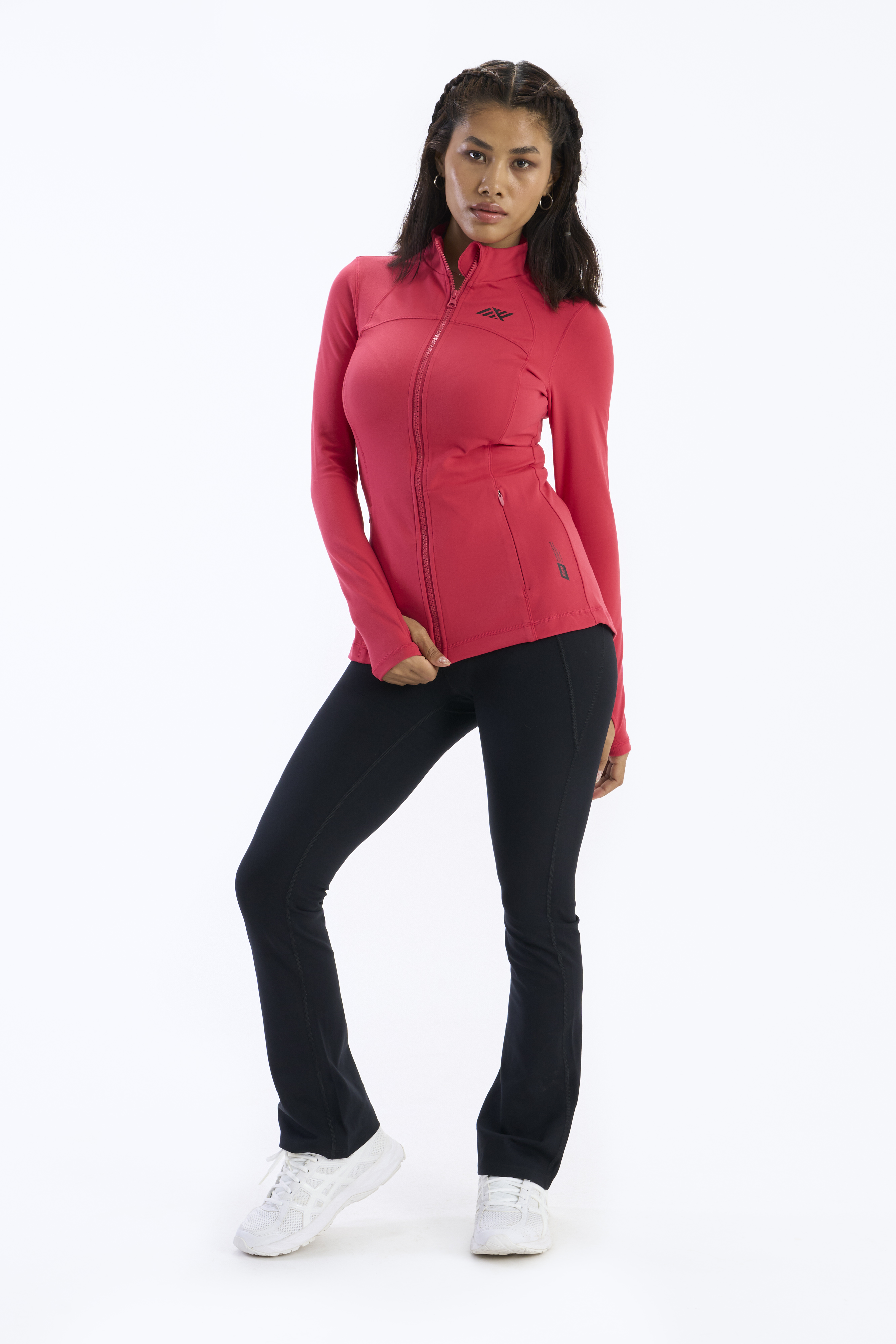 SIX5SIX Women's Full Sleeves Front-Open Warmup Jacket in Magenta (4)