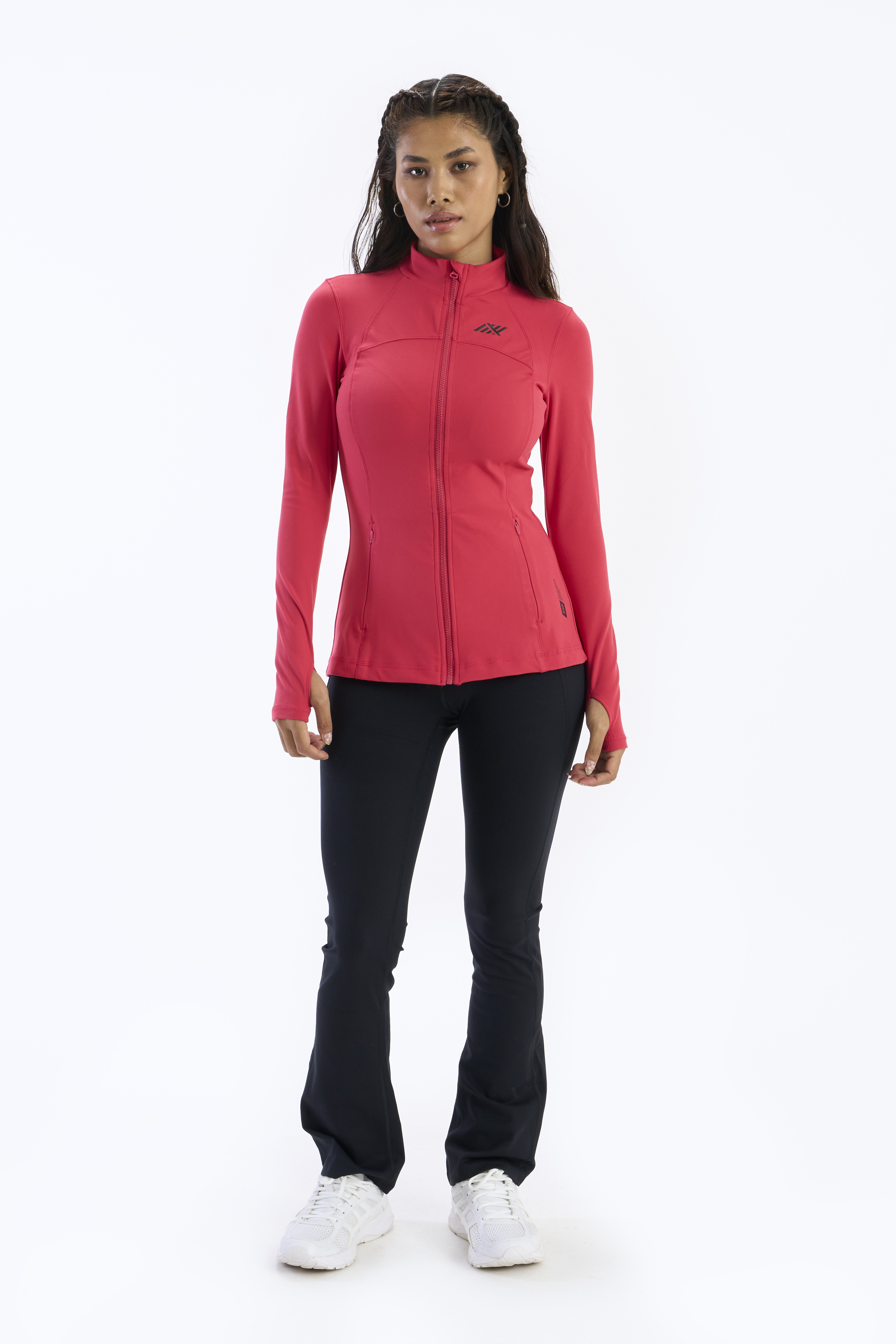 SIX5SIX Women's Full Sleeves Front-Open Warmup Jacket in Magenta (3)