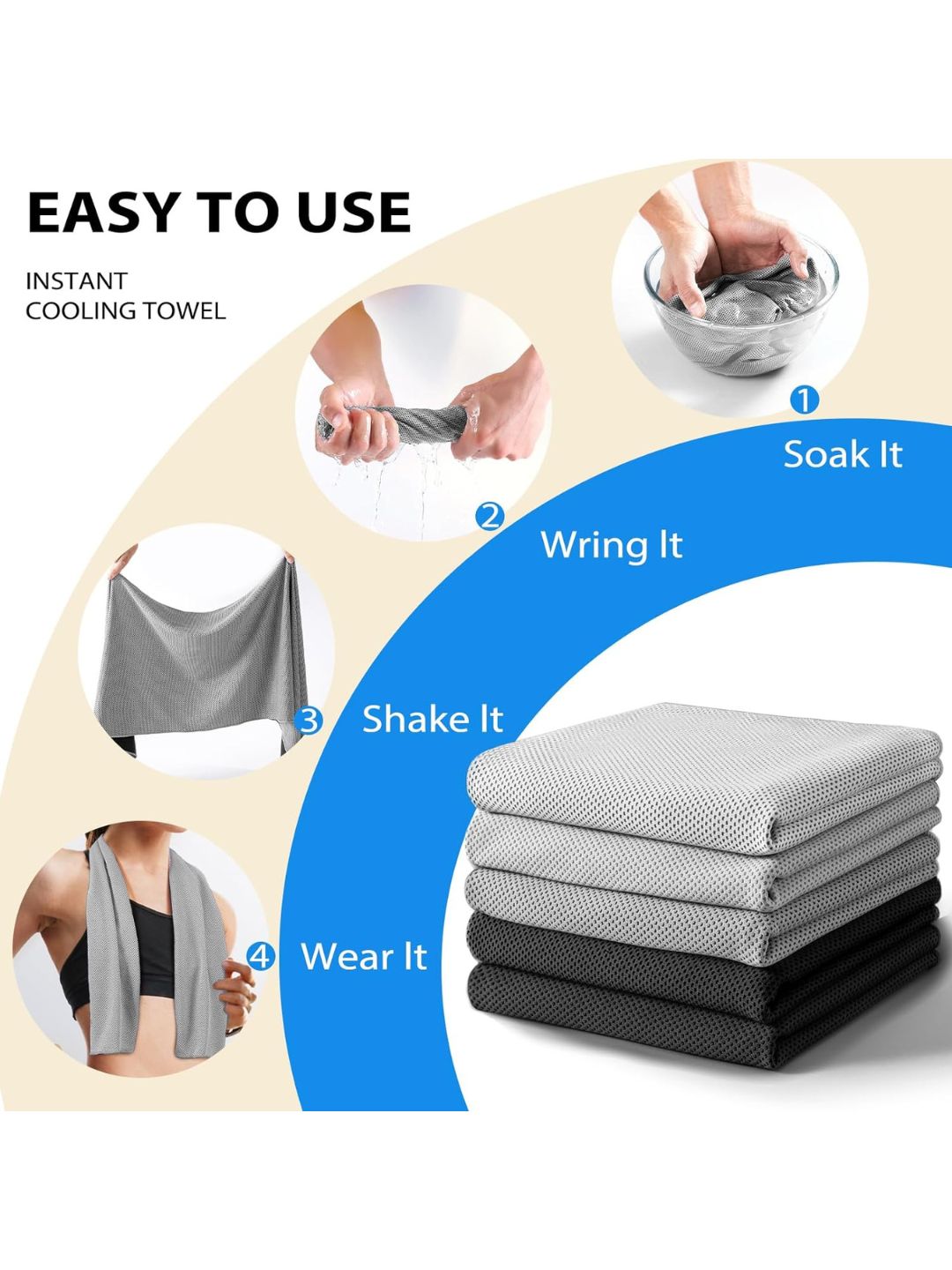 Skap Cooling Towel for Gym, Sports & Outdoor, Set of 2, Grey-Blue (6)